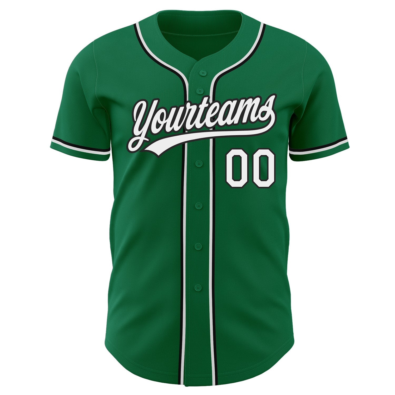 Custom Kelly Green White-Black Authentic Baseball Jersey view 2