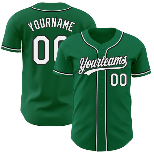 Custom Kelly Green White-Black Authentic Baseball Jersey - Main View