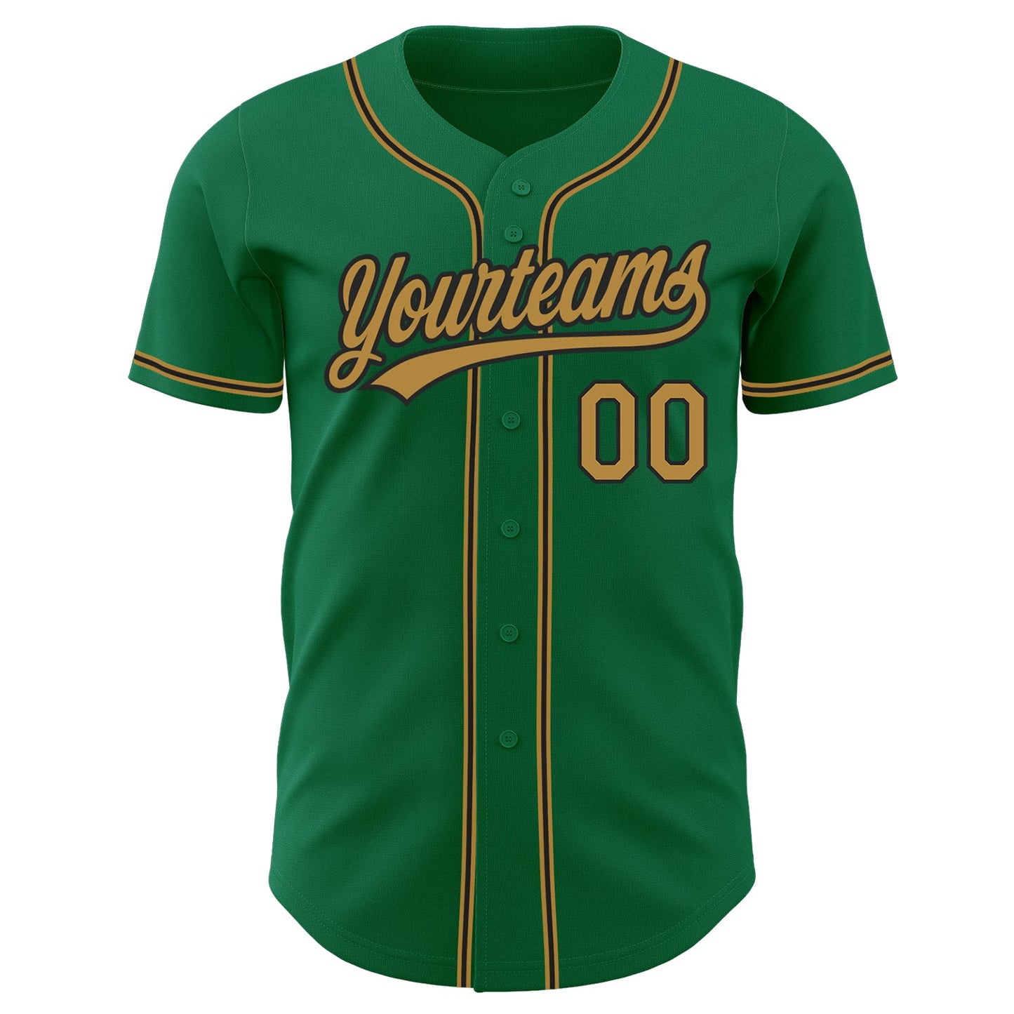 Custom Kelly Green Old Gold-Black Authentic Baseball Jersey view 2