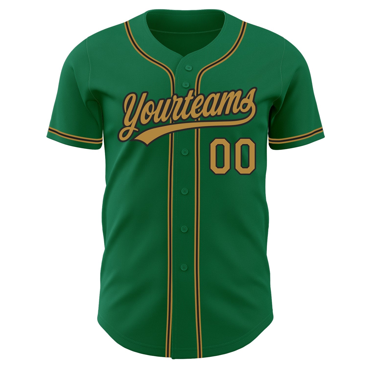 Custom Kelly Green Old Gold-Black Authentic Baseball Jersey view 2