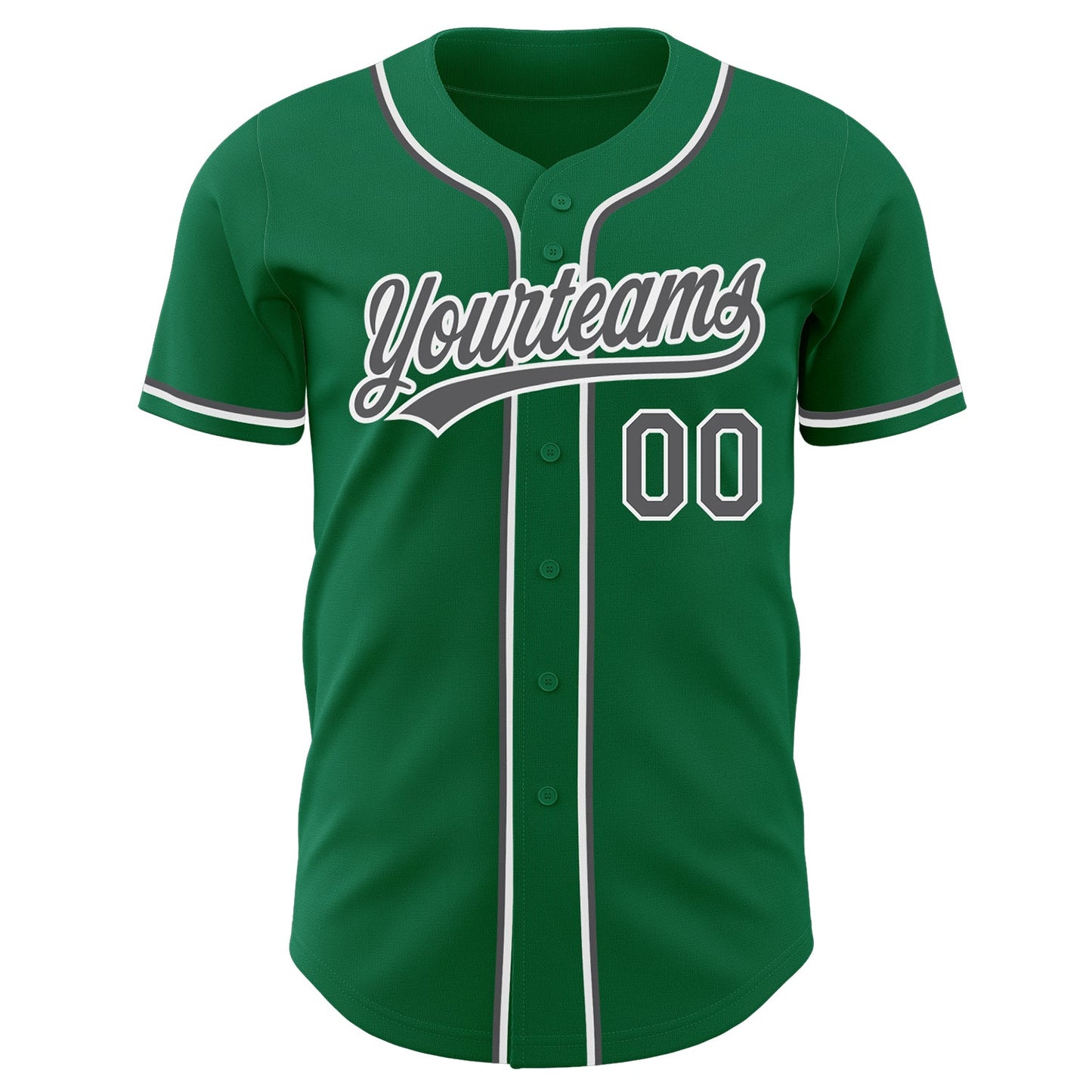 Custom Kelly Green Steel Gray-White Authentic Baseball Jersey view 2