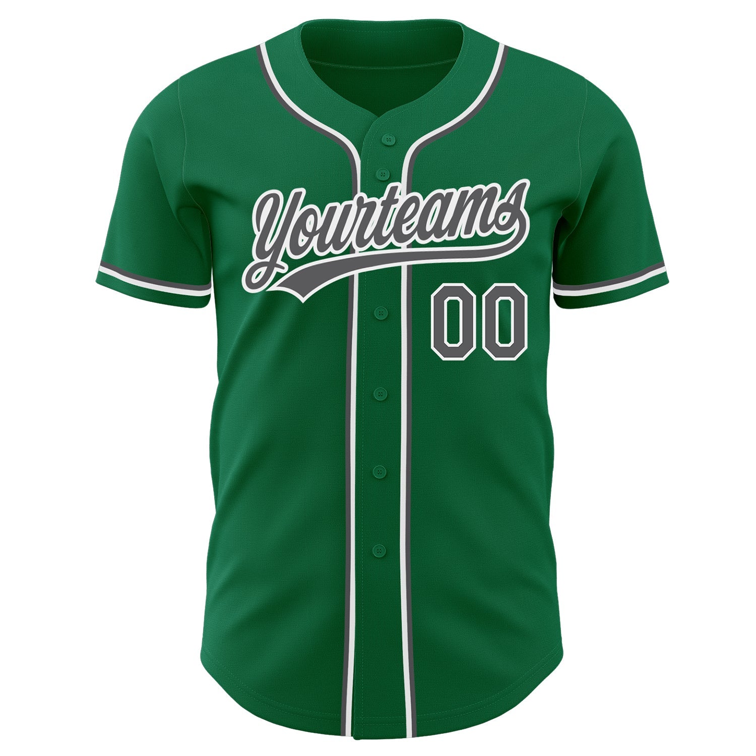 Custom Kelly Green Steel Gray-White Authentic Baseball Jersey view 2