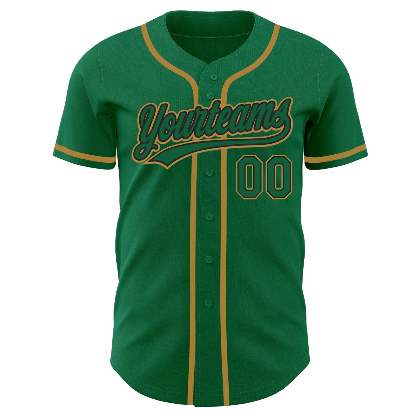 Custom Kelly Green Kelly Green Black-Old Gold Authentic Baseball Jersey view 2