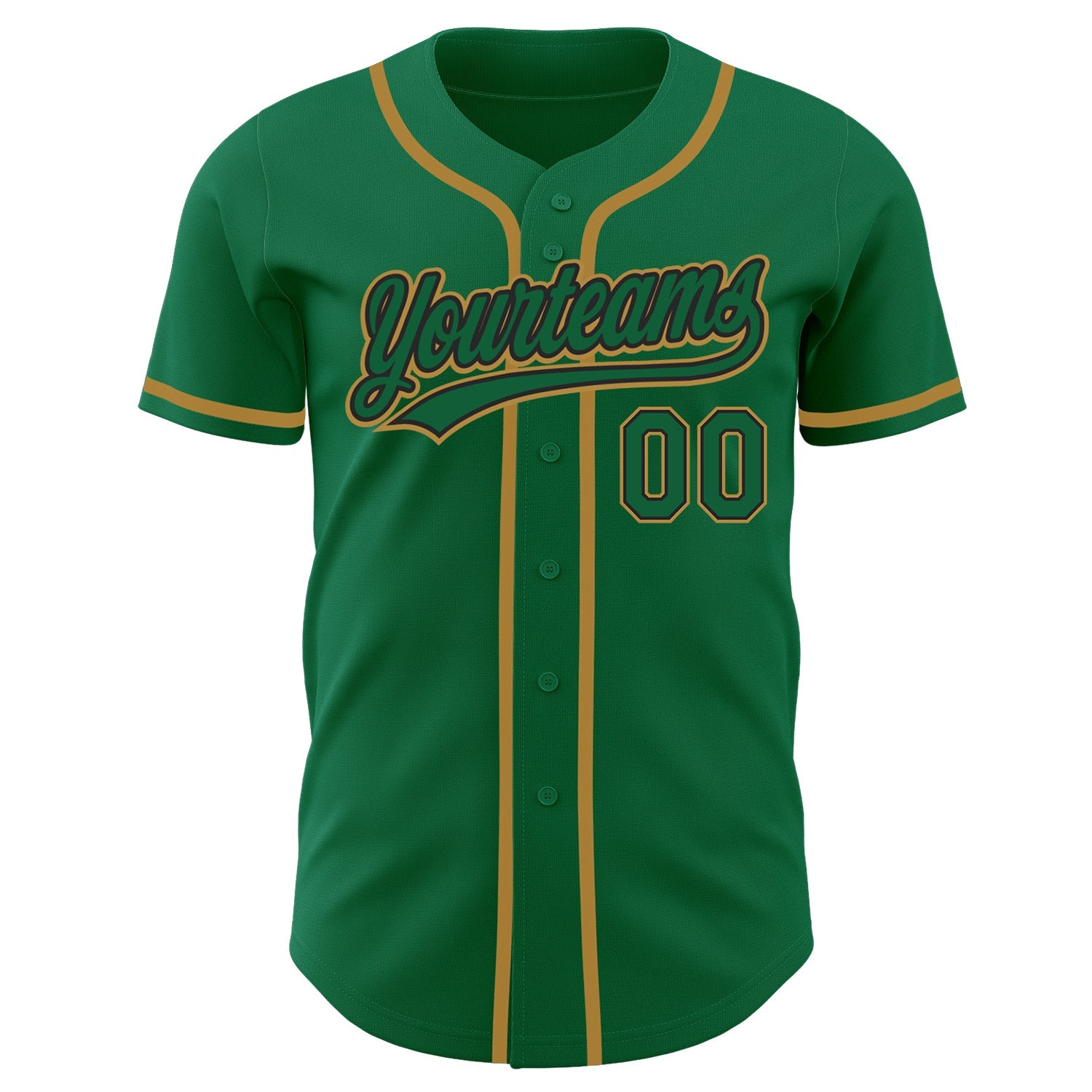 Custom Kelly Green Kelly Green Black-Old Gold Authentic Baseball Jersey view 2
