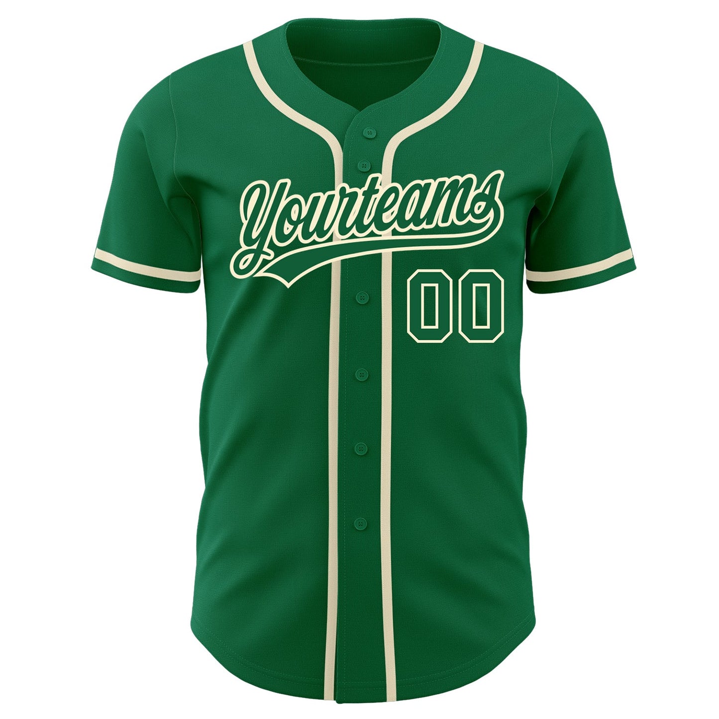 Custom Kelly Green Kelly Green-Cream Authentic Baseball Jersey view 2