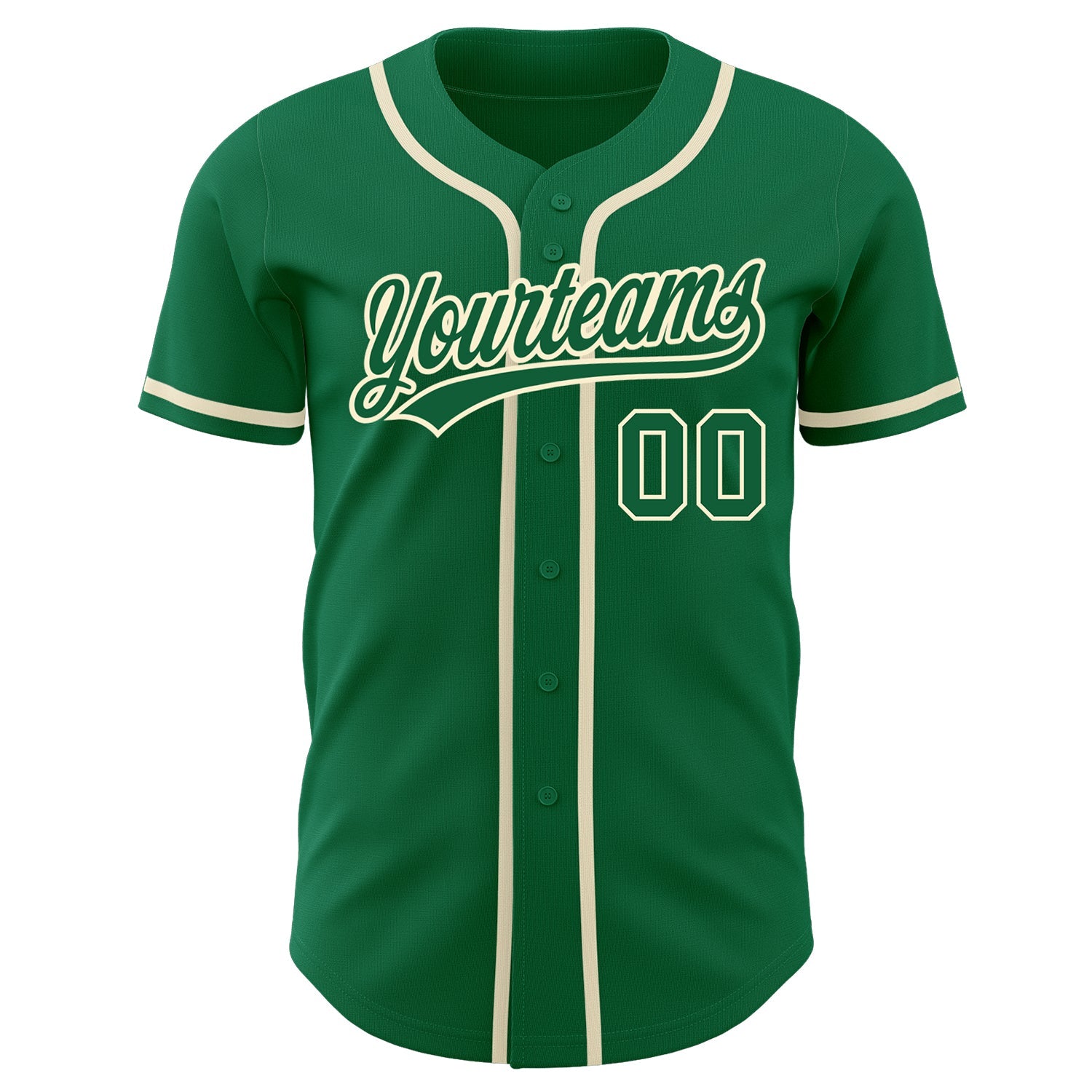 Custom Kelly Green Kelly Green-Cream Authentic Baseball Jersey view 2