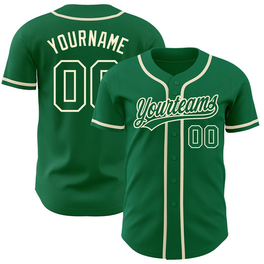 Custom Kelly Green Kelly Green-Cream Authentic Baseball Jersey - Main View