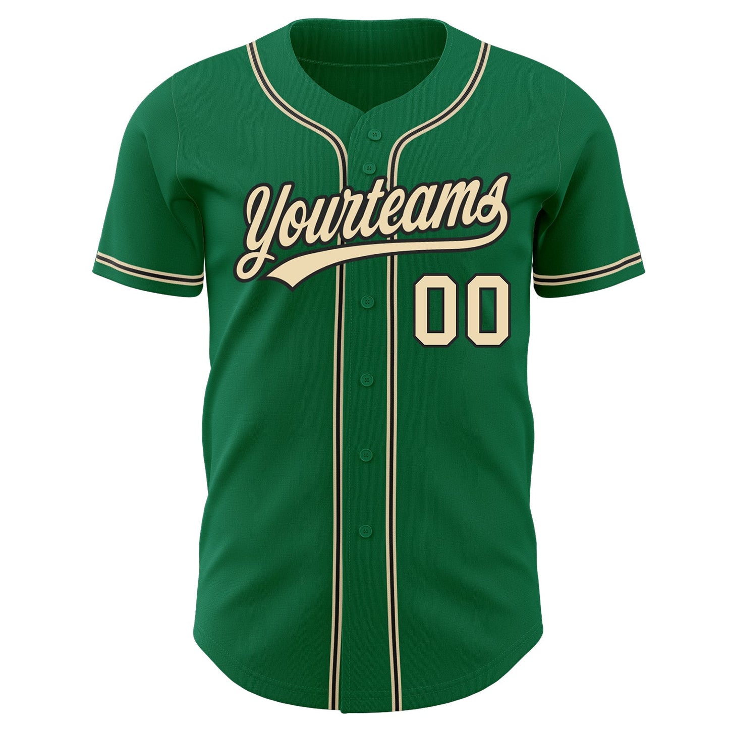 Custom Kelly Green City Cream-Black Authentic Baseball Jersey view 2
