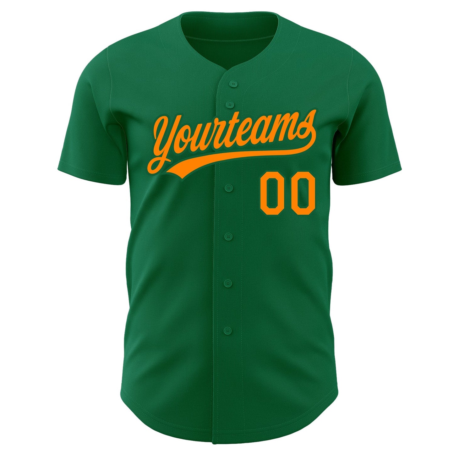 Custom Kelly Green Bay Orange Authentic Baseball Jersey view 2