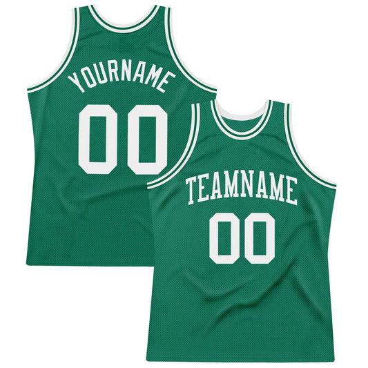 Custom Kelly Green White Authentic Throwback Basketball Jersey - Main View