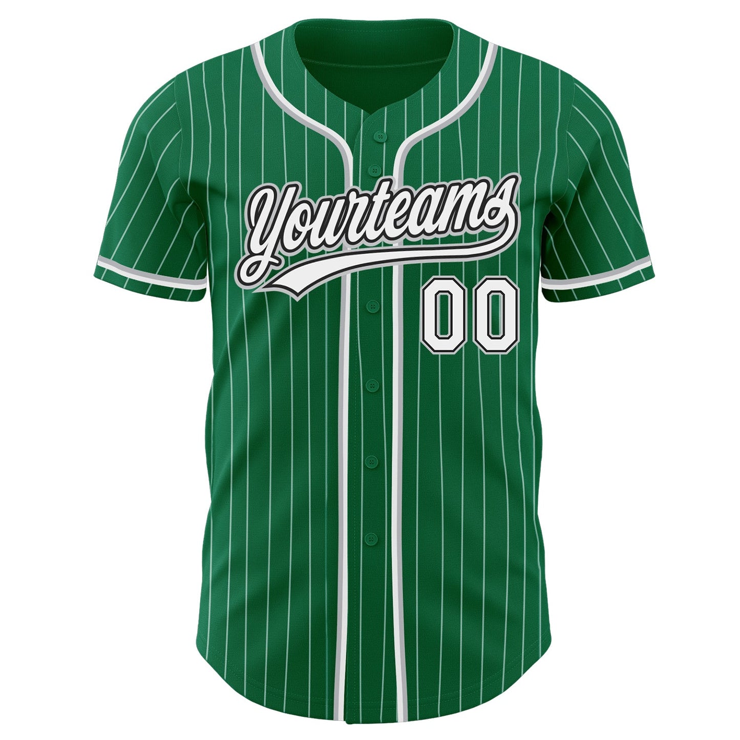 Custom Kelly Green White Pinstripe White Black-Gray Authentic Baseball Jersey view 2