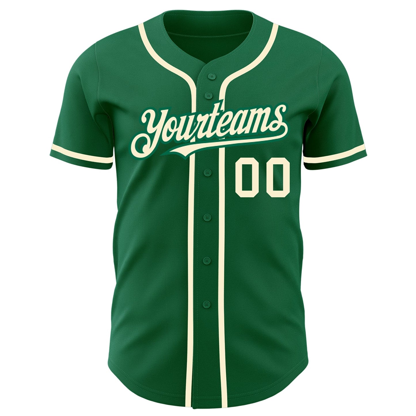 Custom Kelly Green Cream Authentic Baseball Jersey view 2
