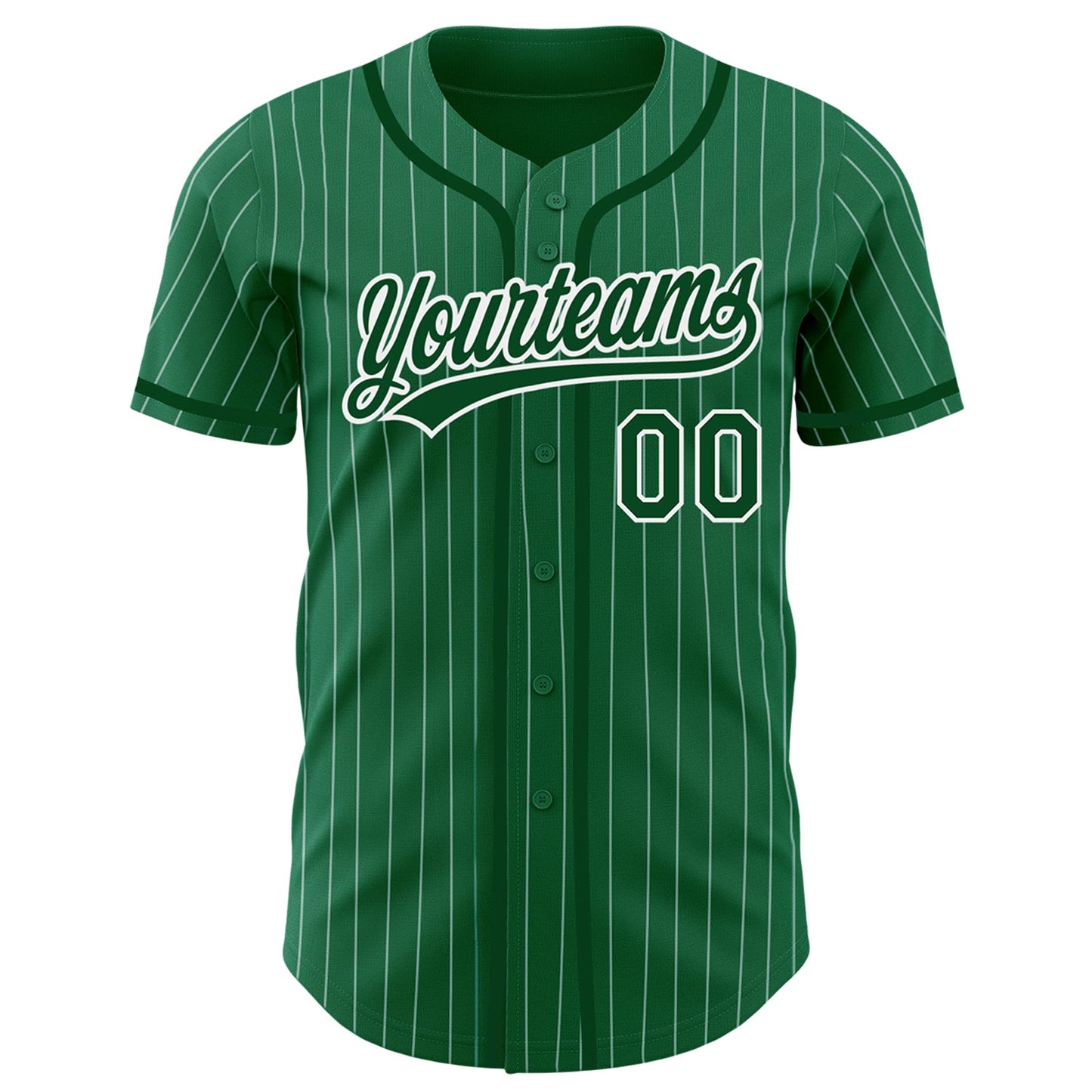 Custom Kelly Green White Pinstripe Green Authentic Baseball Jersey view 2