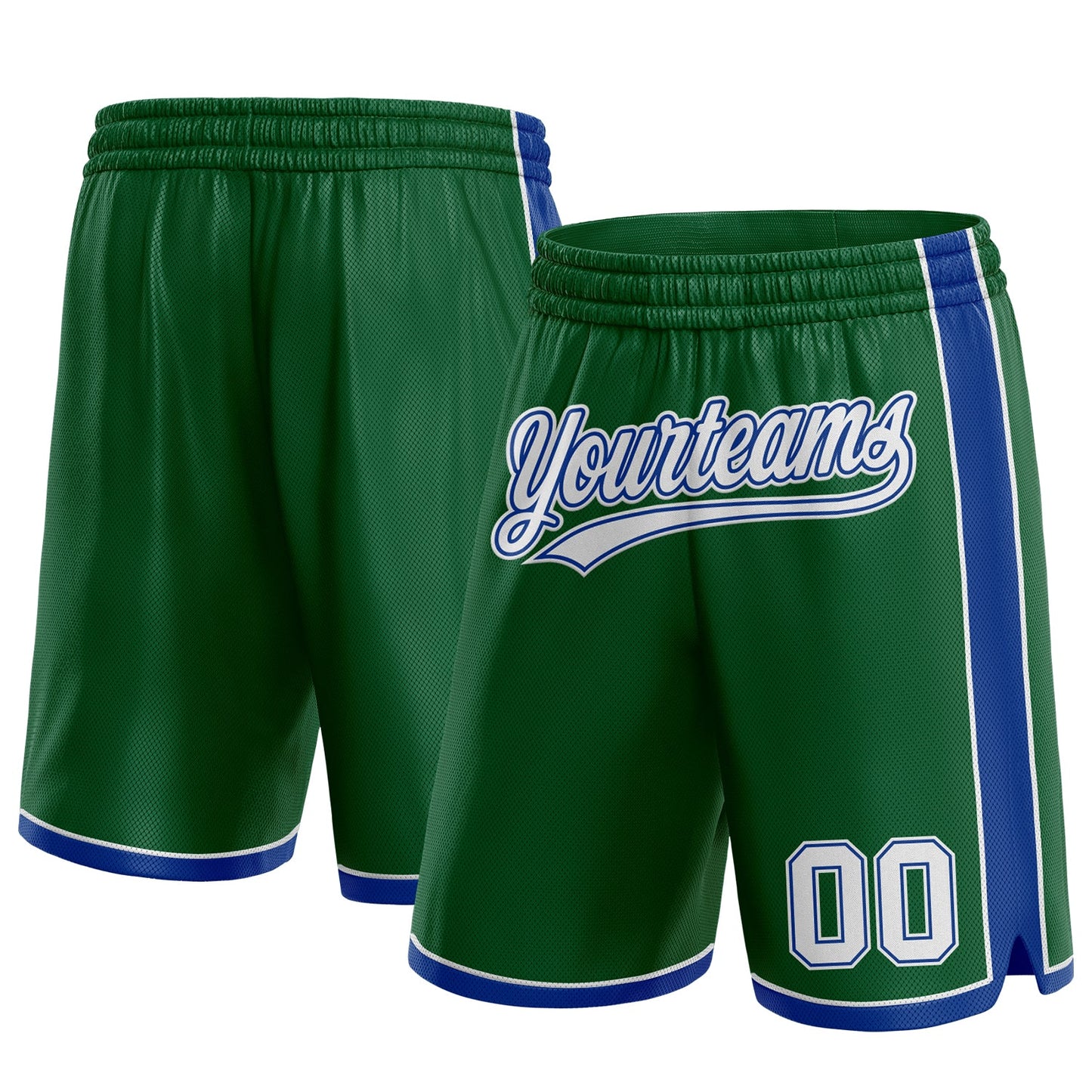 Custom Kelly Green White-Royal Authentic Basketball Shorts - Main View