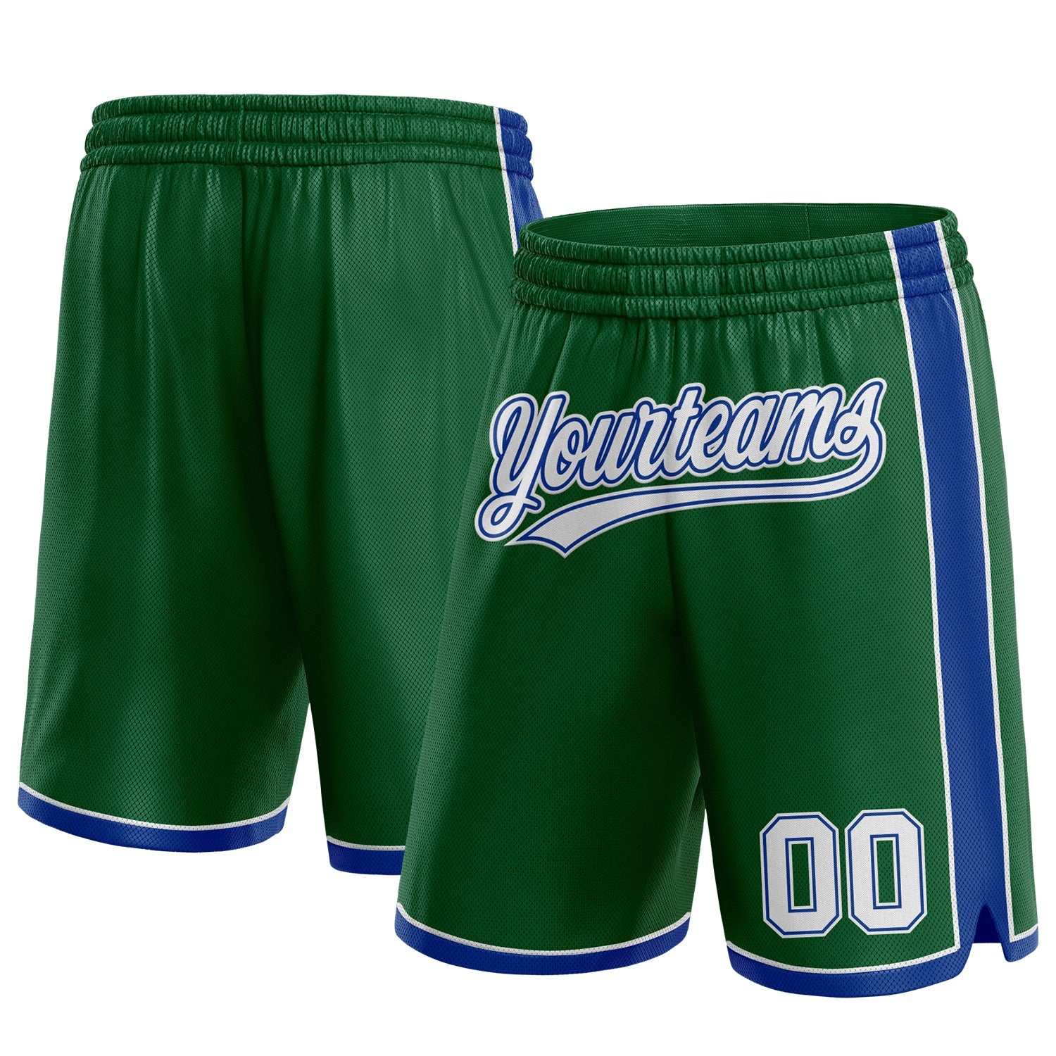 Custom Kelly Green White-Royal Authentic Basketball Shorts - Main View