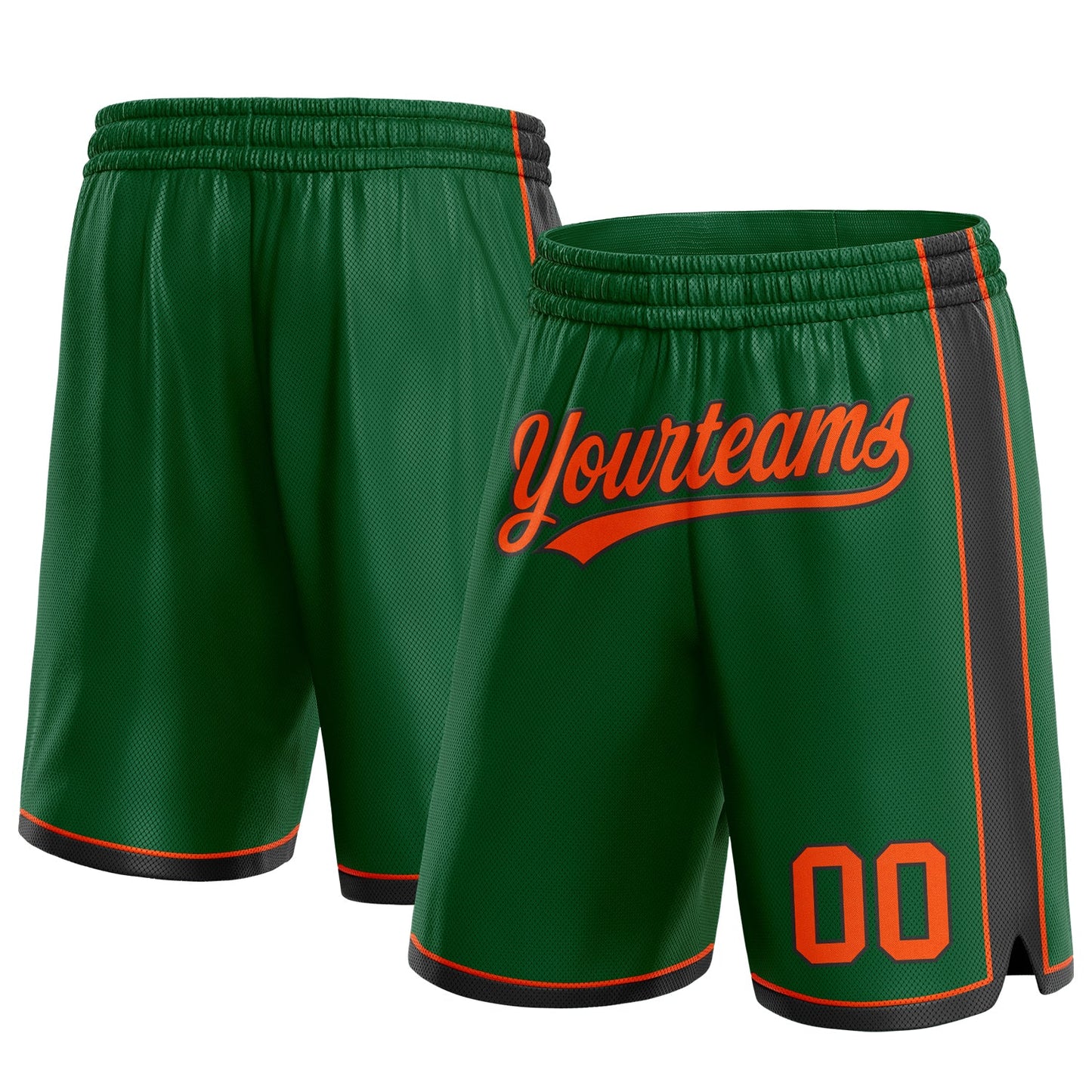 Custom Kelly Green Orange-Black Authentic Basketball Shorts - Main View