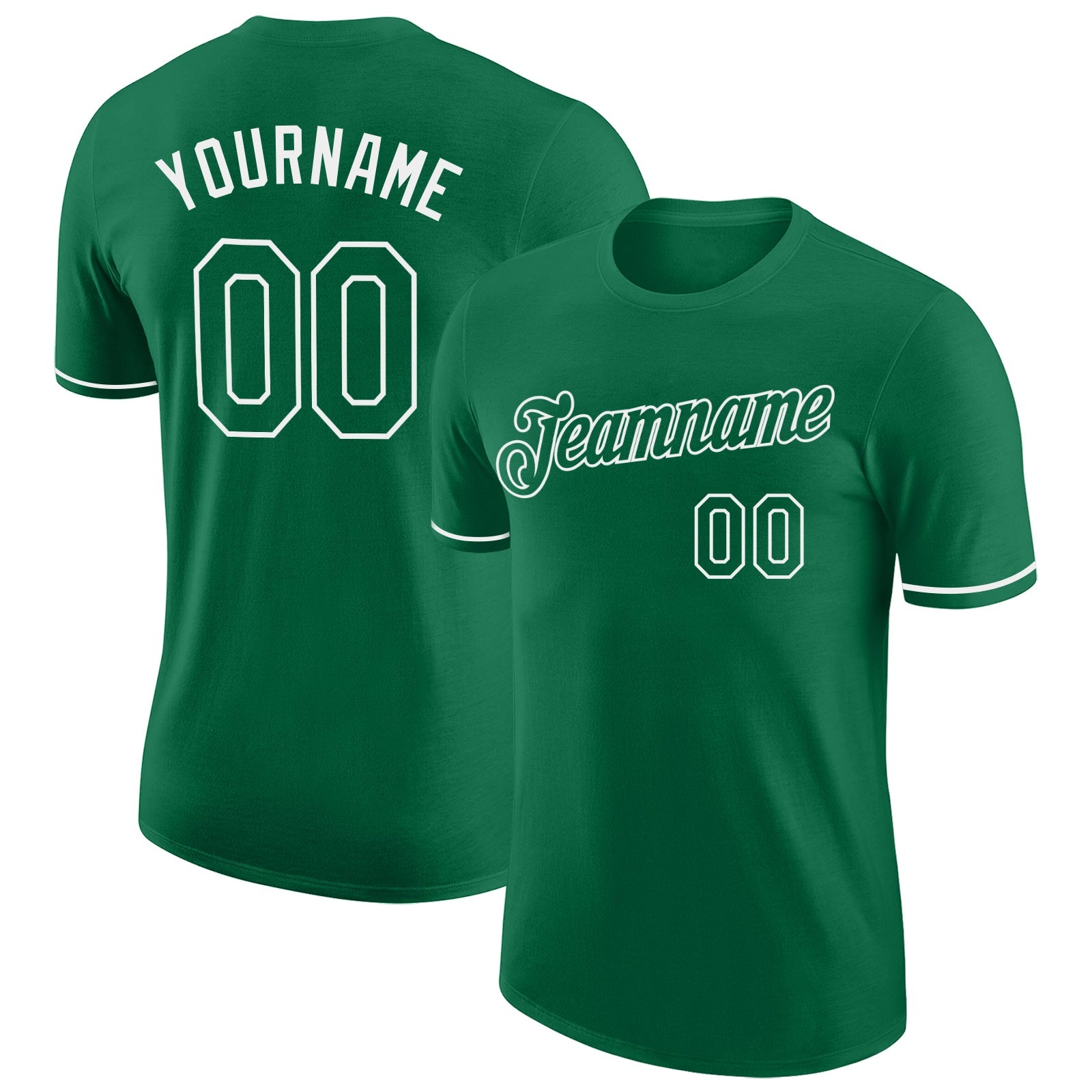 Custom Kelly Green White Performance T-Shirt - Main View
