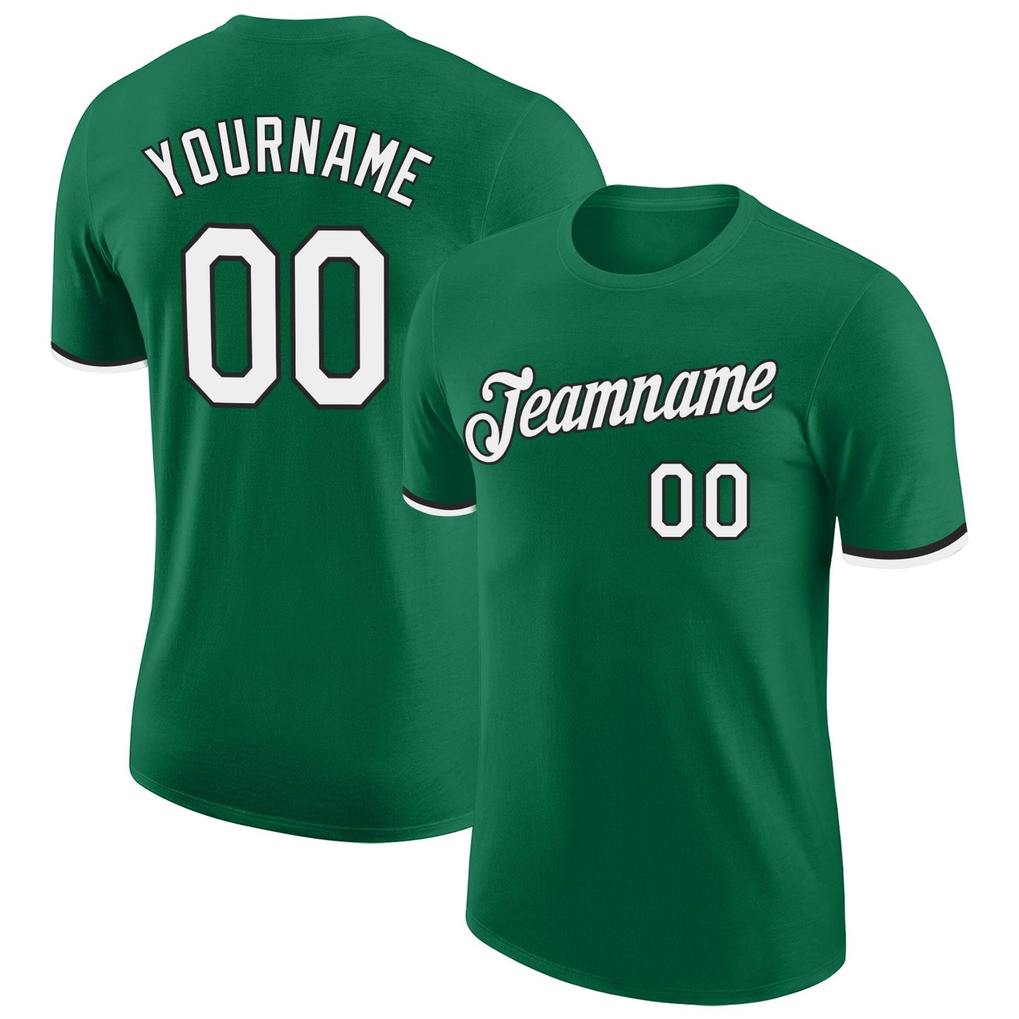 Custom Kelly Green White-Black Performance T-Shirt - Main View