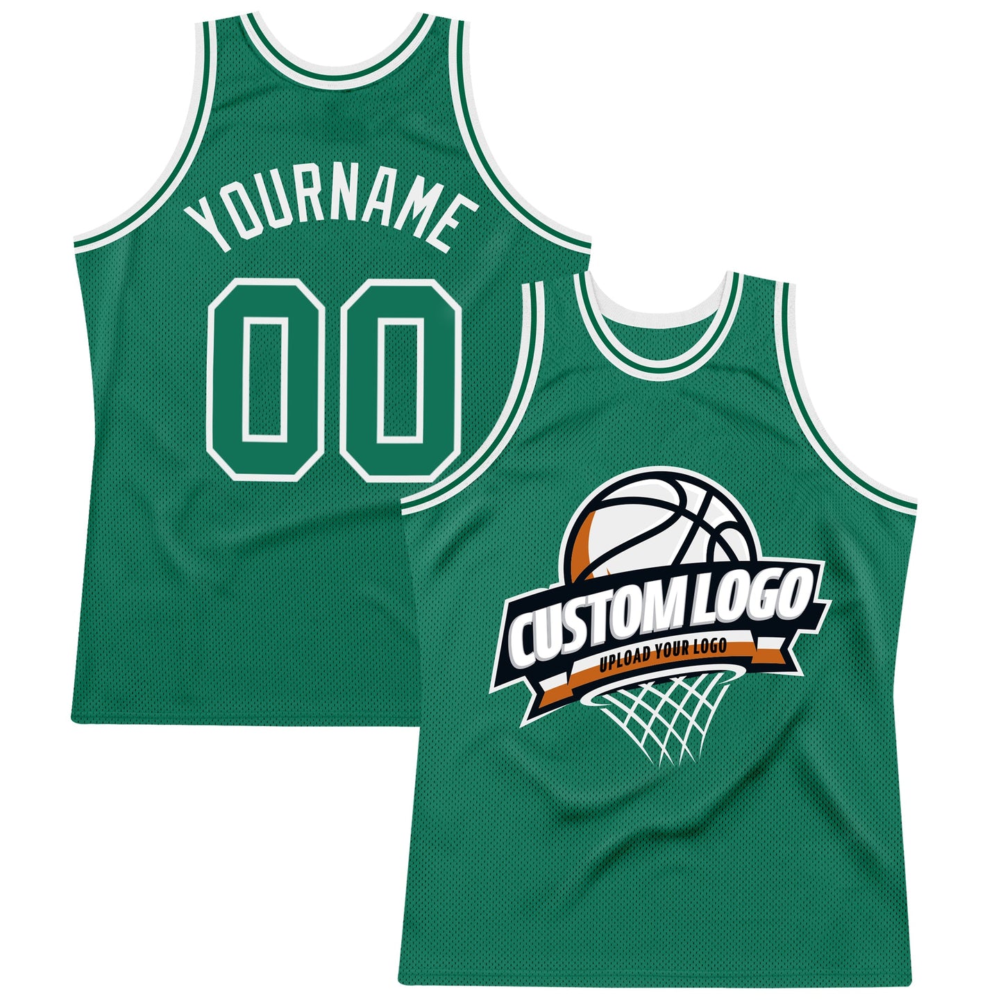 Custom Kelly Green White Authentic Throwback Basketball Jersey - Main View