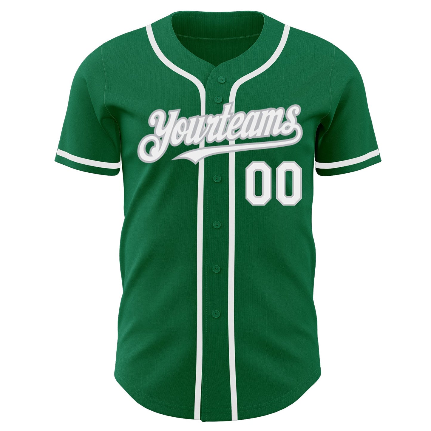 Custom Kelly Green White-Gray Authentic Baseball Jersey view 2