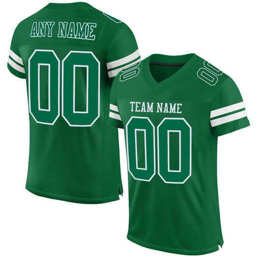 Custom Kelly Green White Mesh Authentic Football Jersey - Main View