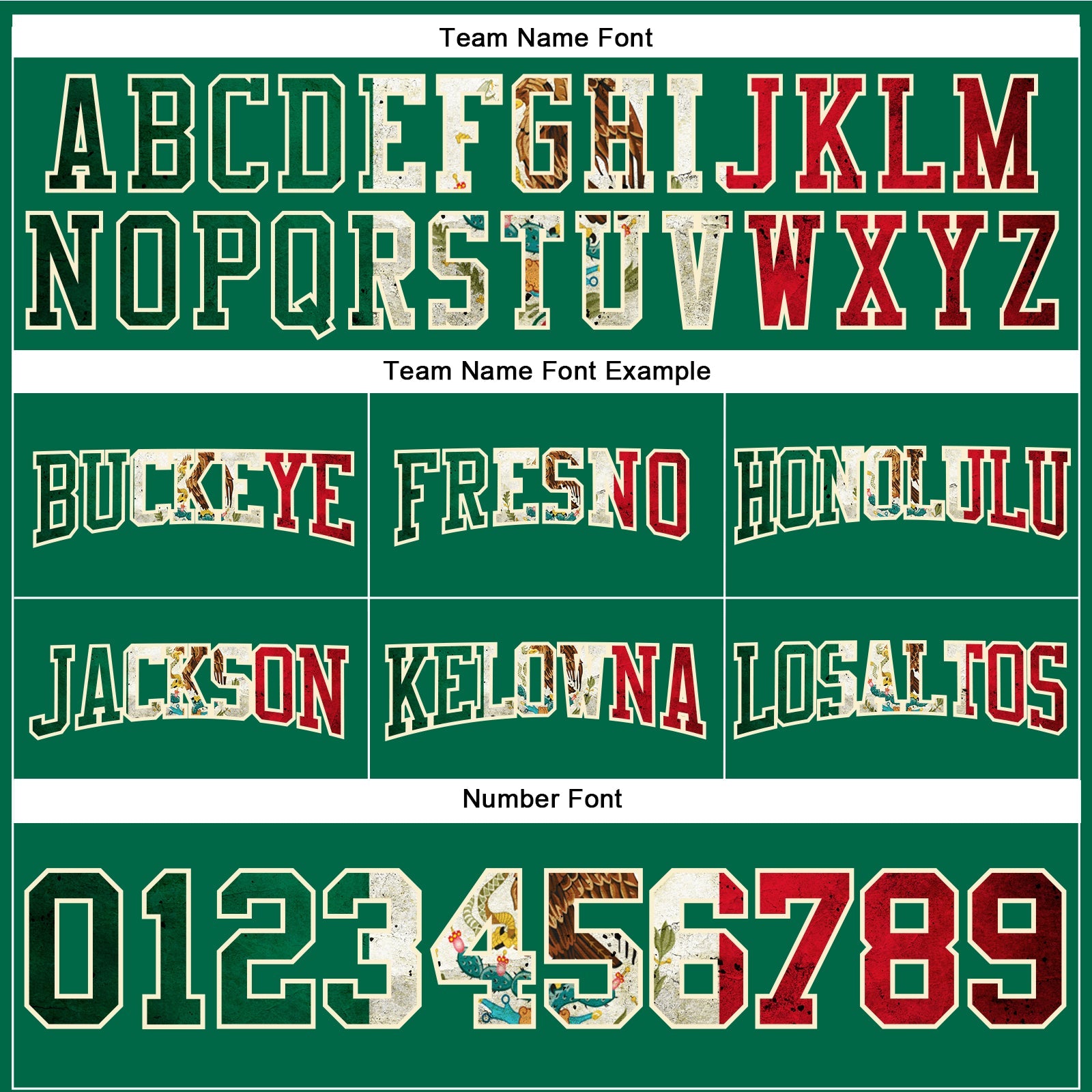 Custom Stitched Kelly Green Vintage Mexican Flag Cream-Red Football Pullover Sweatshirt Hoodie view 3