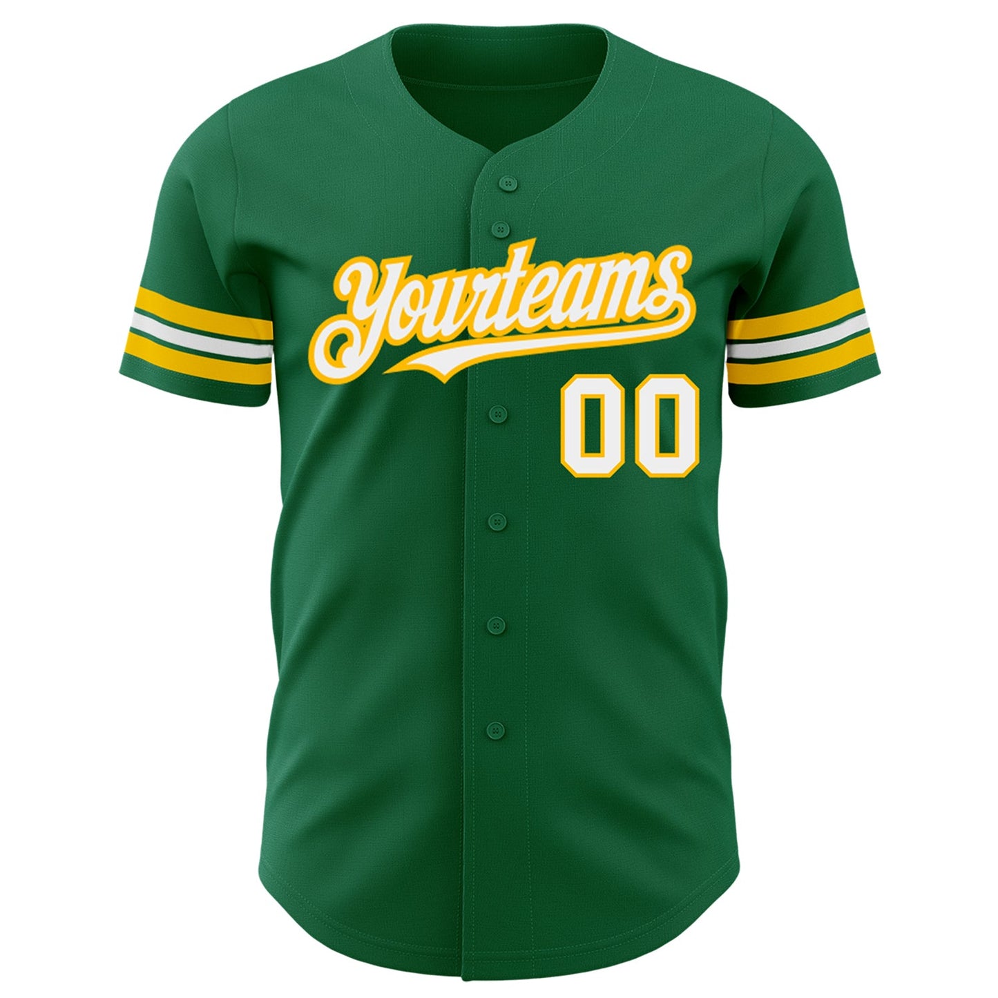 Custom Kelly Green White-Gold Authentic Baseball Jersey view 2