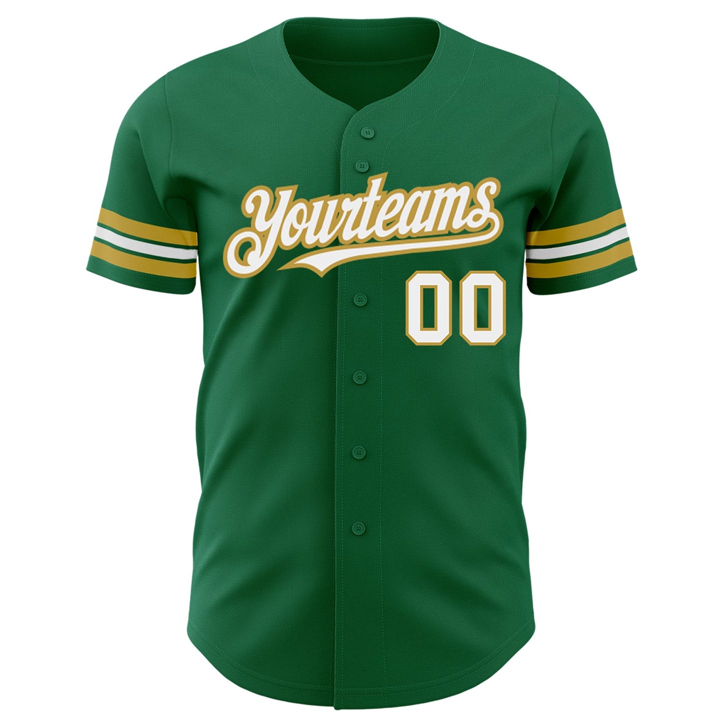 Custom Kelly Green White-Old Gold Authentic Baseball Jersey view 2
