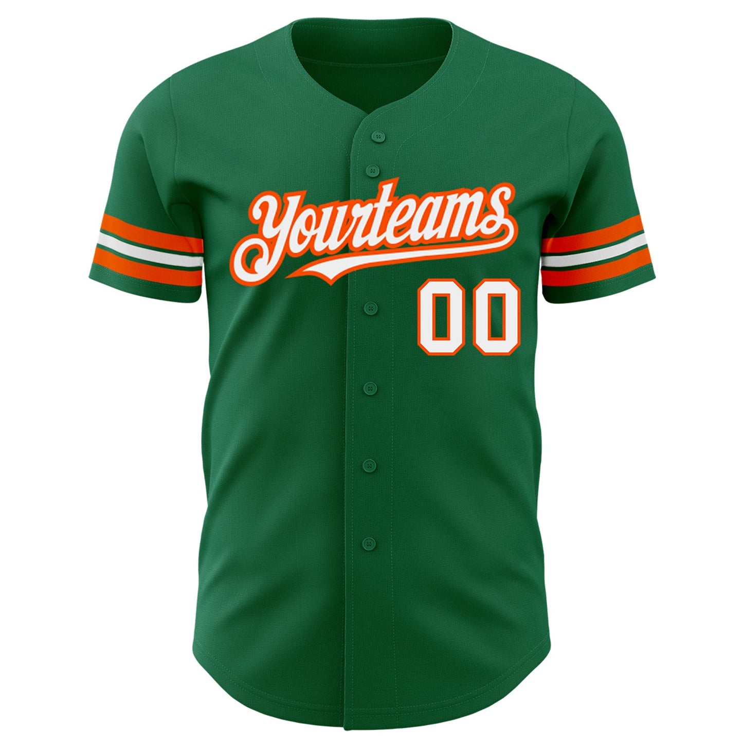 Custom Kelly Green White-Orange Authentic Baseball Jersey view 2
