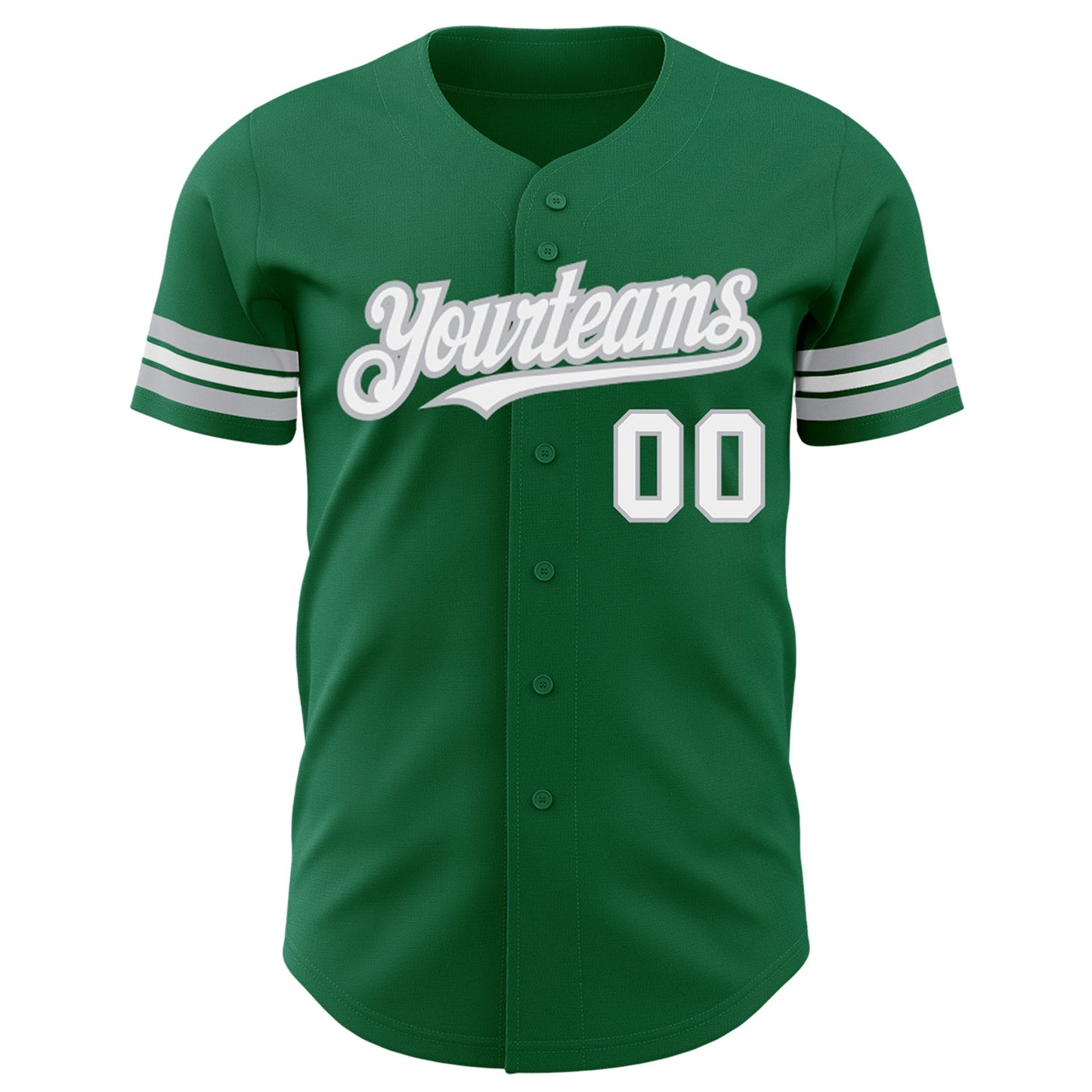 Custom Kelly Green White-Gray Authentic Baseball Jersey view 2