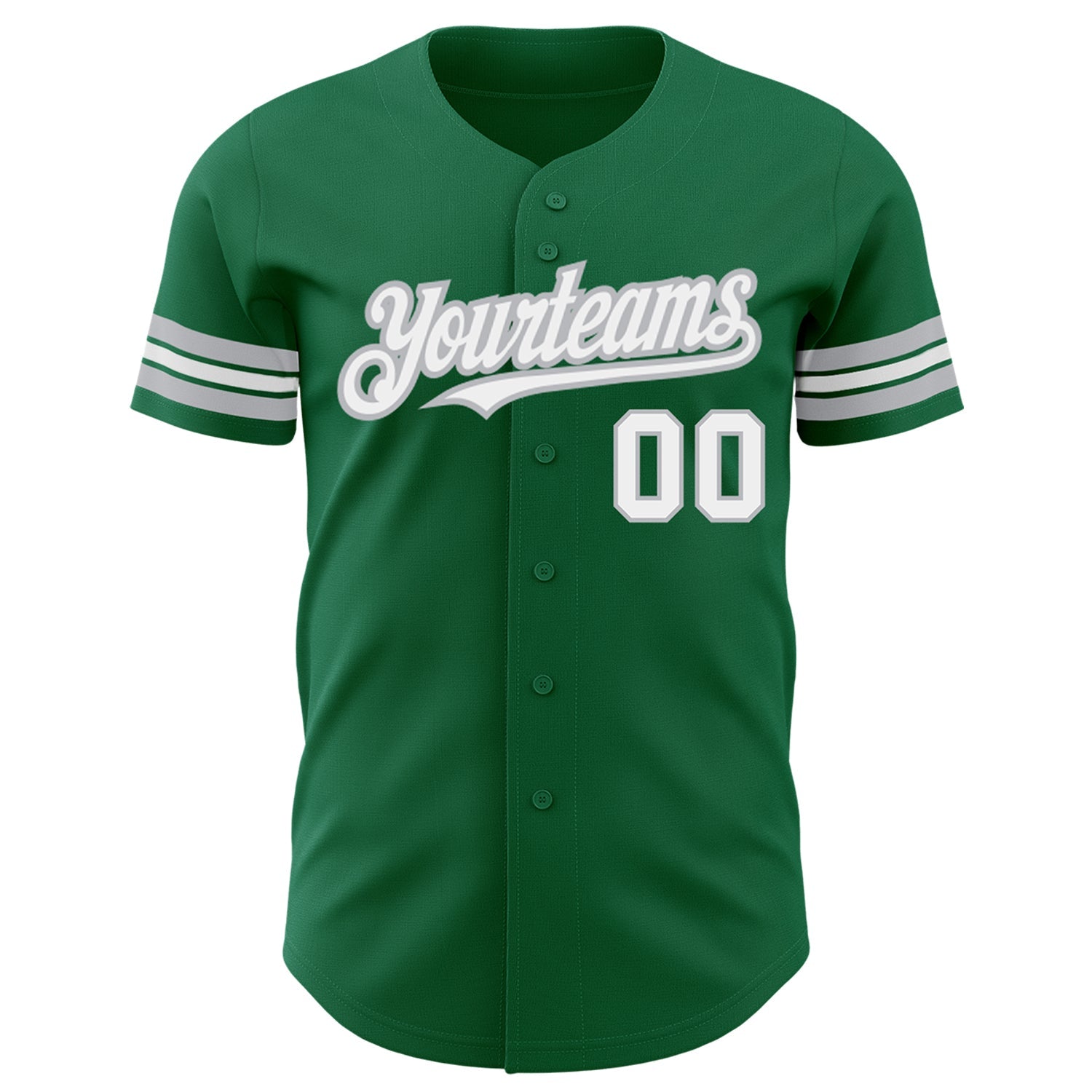 Custom Kelly Green White-Gray Authentic Baseball Jersey view 2