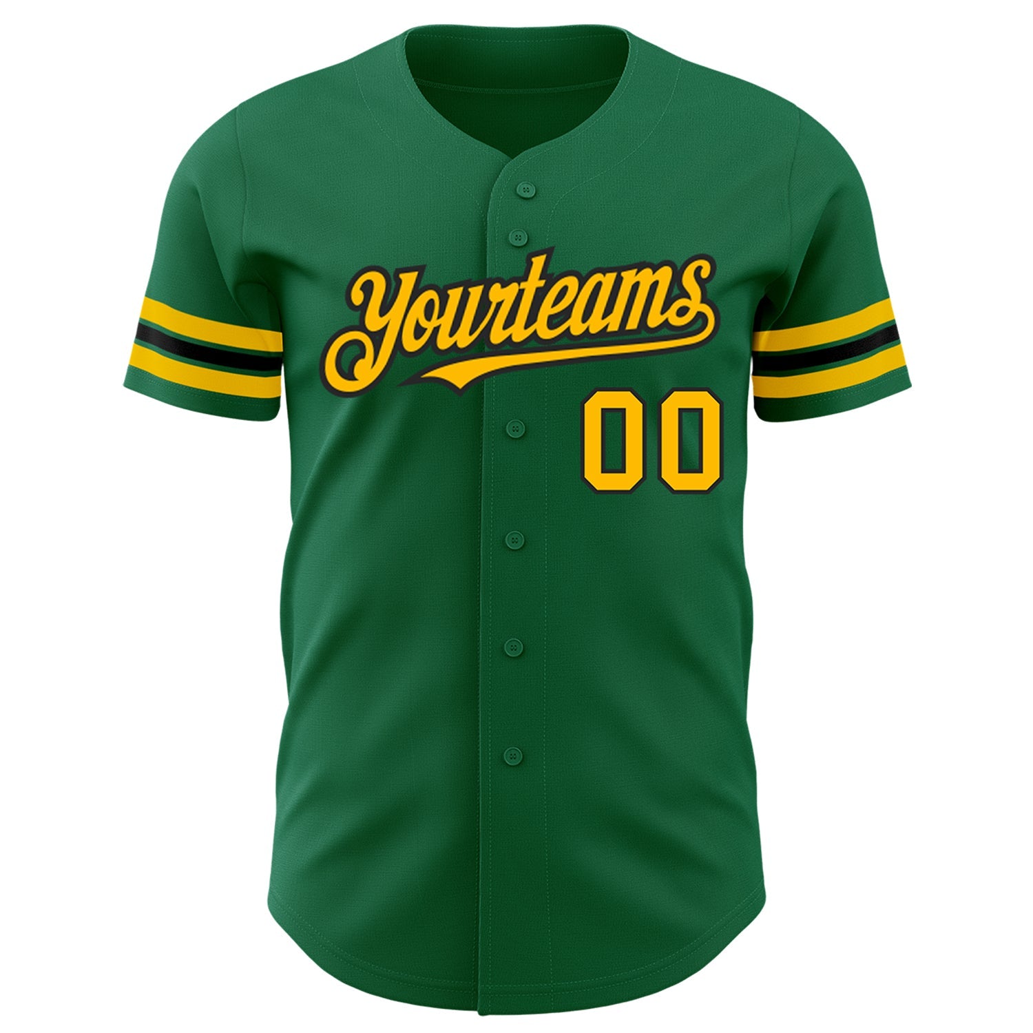 Custom Kelly Green Gold-Black Authentic Baseball Jersey view 2