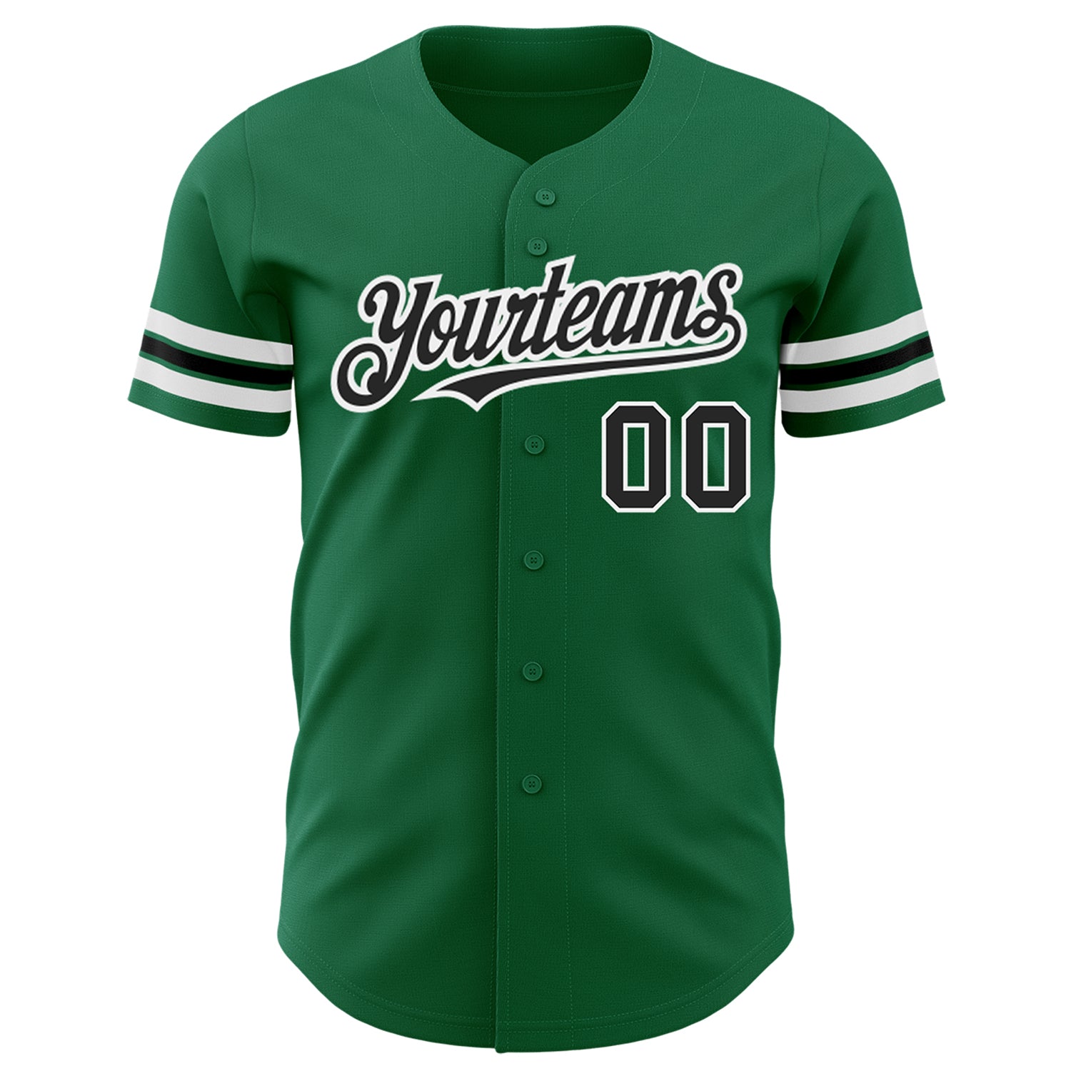 Custom Kelly Green Black-White Authentic Baseball Jersey view 2