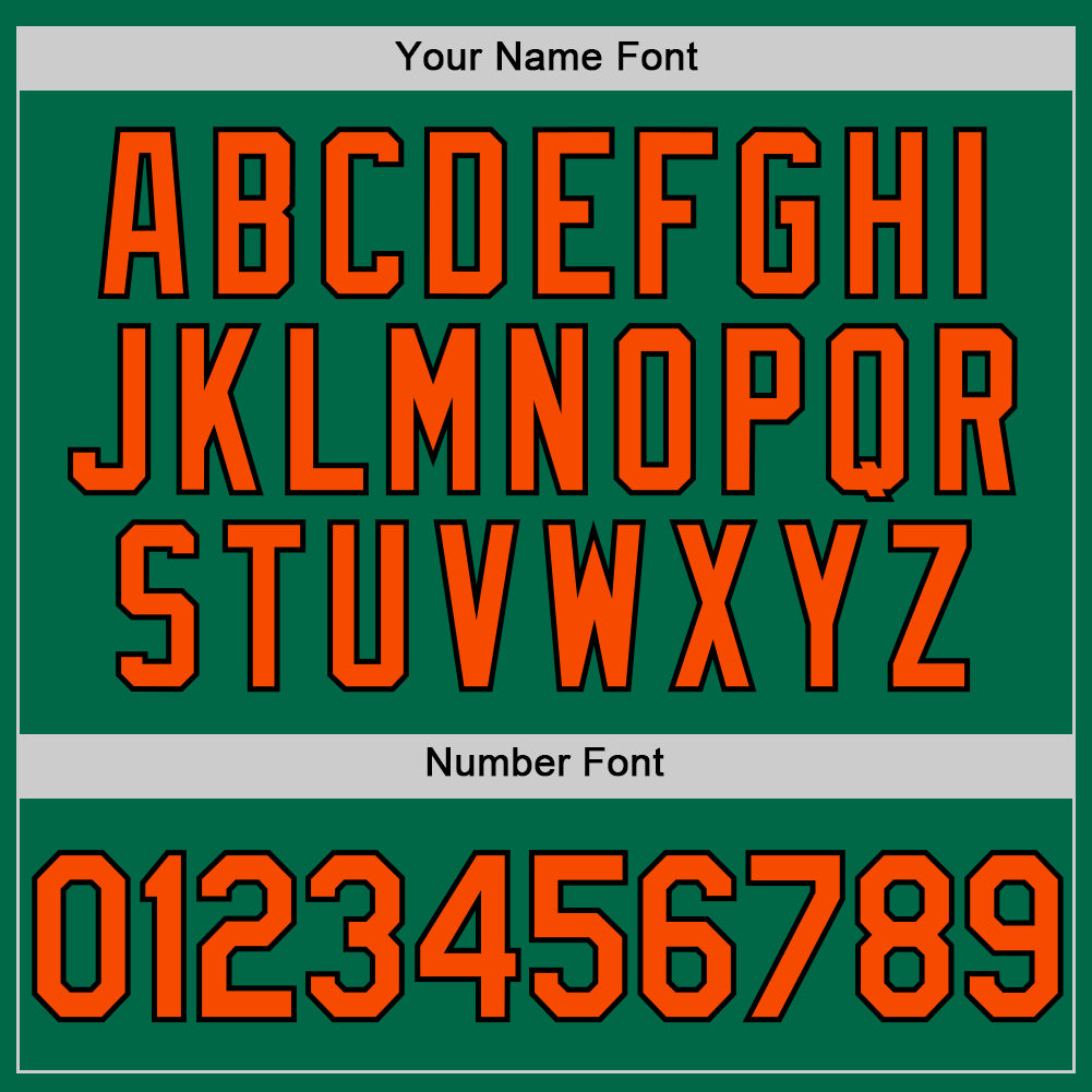 Custom Kelly Green Orange-Black Authentic Throwback Baseball Jersey view 5
