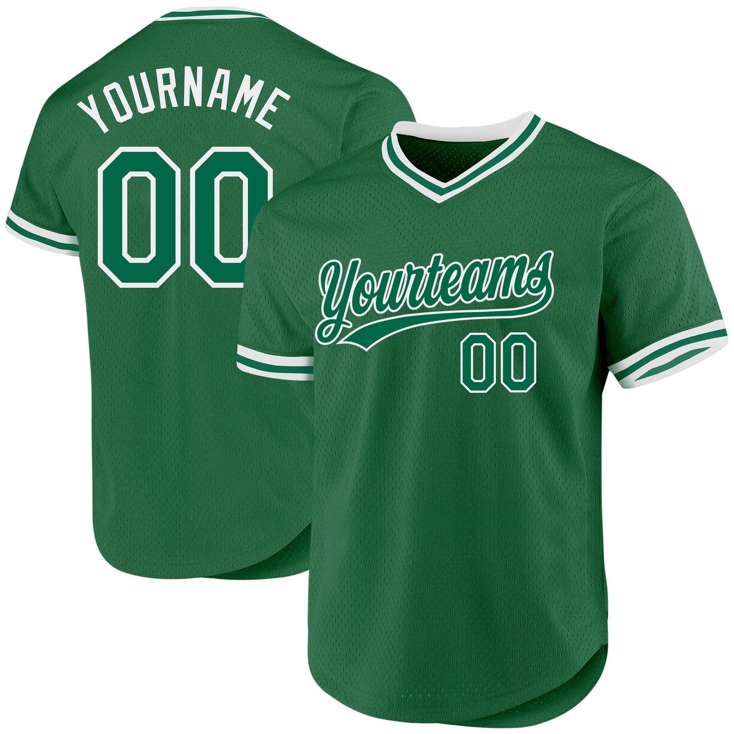 Custom Kelly Green White Authentic Throwback Baseball Jersey - Main View