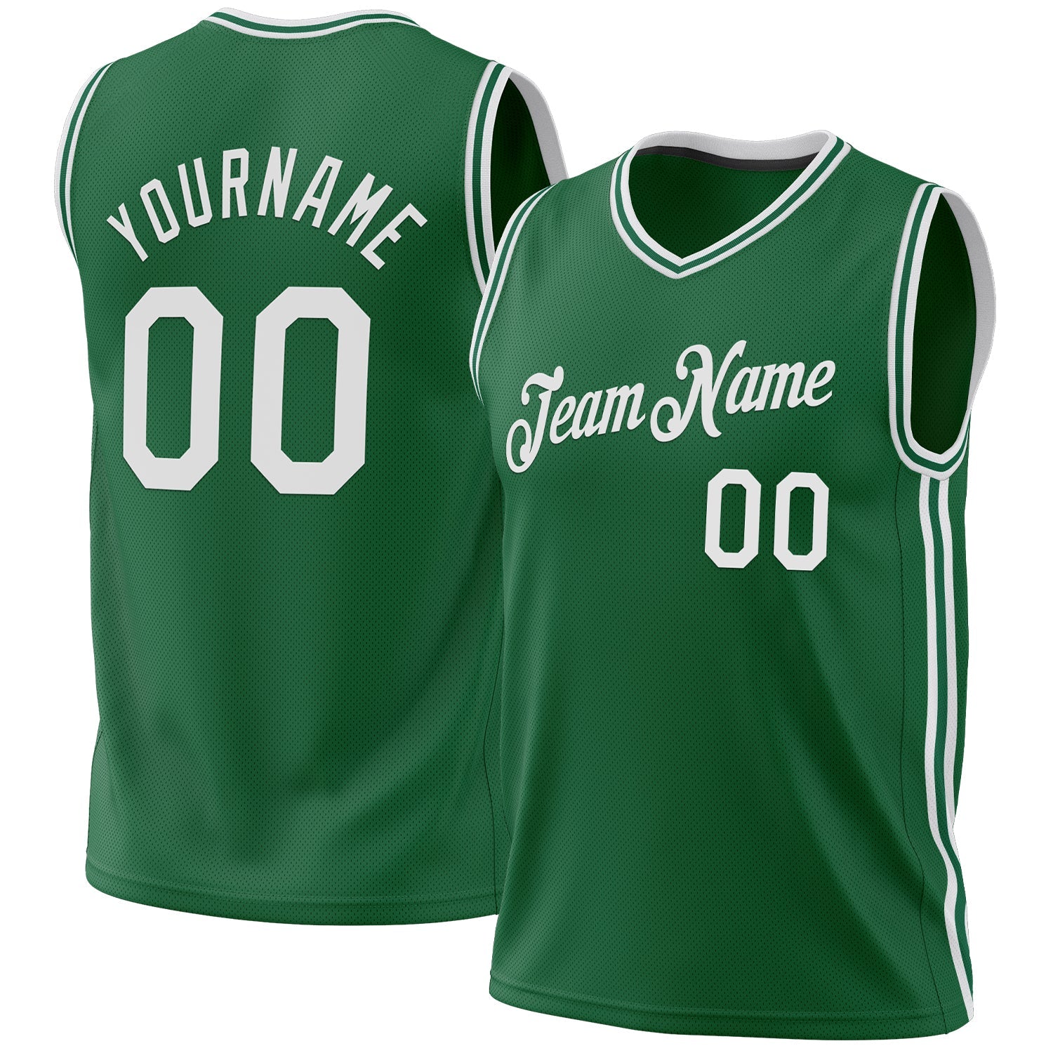 Custom Kelly Green White Authentic Throwback Basketball Jersey - Main View