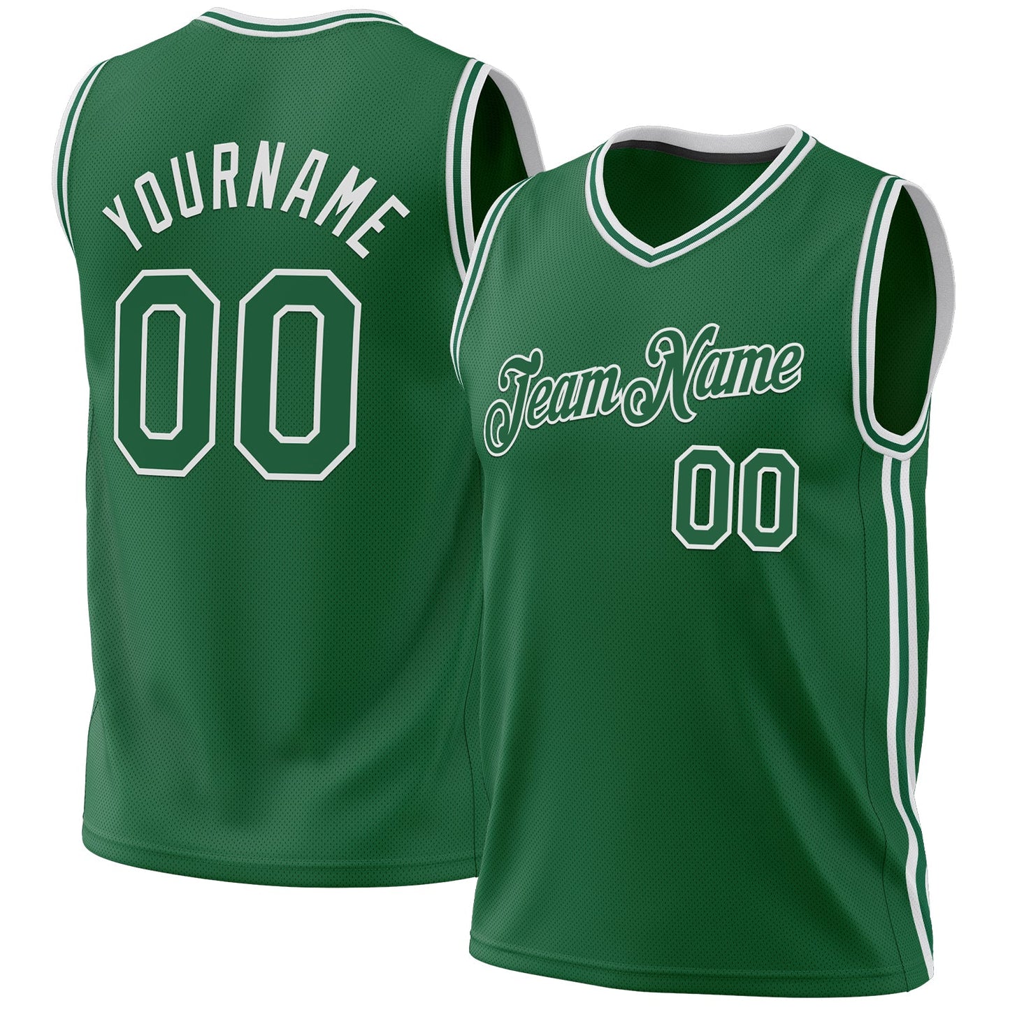 Custom Kelly Green White Authentic Throwback Basketball Jersey - Main View