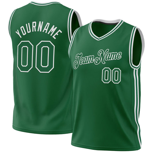 Custom Kelly Green White Authentic Throwback Basketball Jersey - Main View