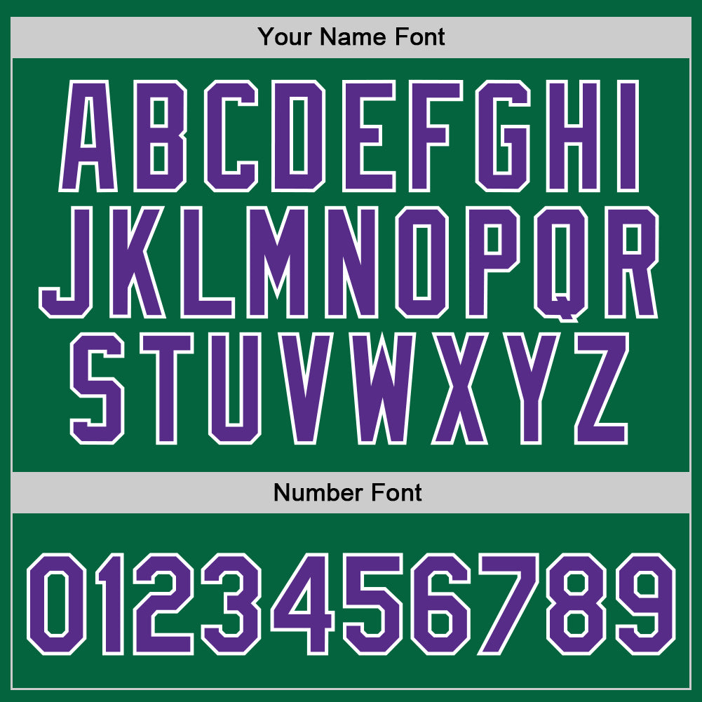 Custom Kelly Green Purple-White Authentic Throwback Basketball Jersey view 4