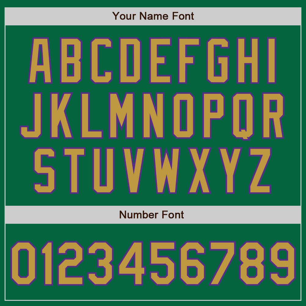 Custom Kelly Green Old Gold-Purple Authentic Baseball Jersey view 5