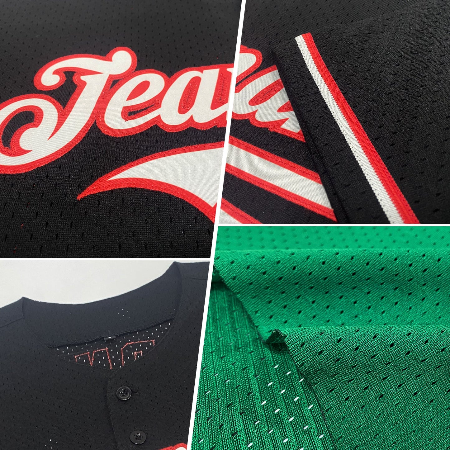 Custom Kelly Green Black-Orange Mesh Authentic Throwback Baseball Jersey view 2