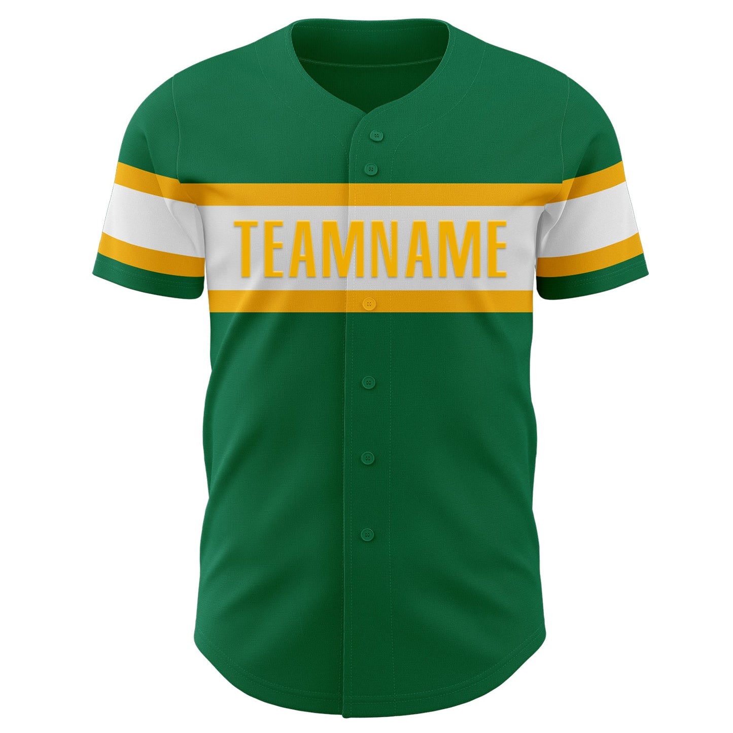 Custom Kelly Green White-Gold Authentic Baseball Jersey view 2