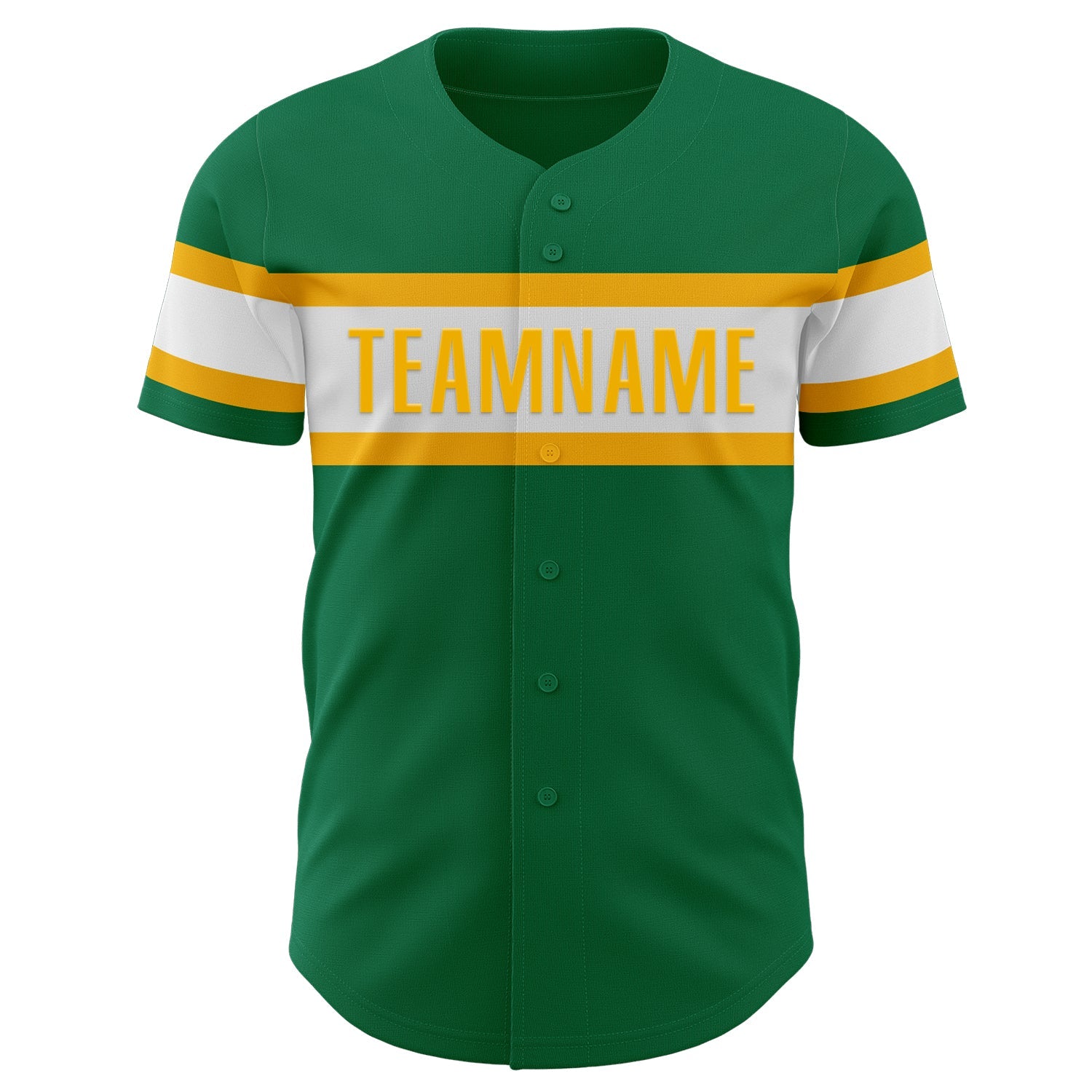 Custom Kelly Green White-Gold Authentic Baseball Jersey view 2