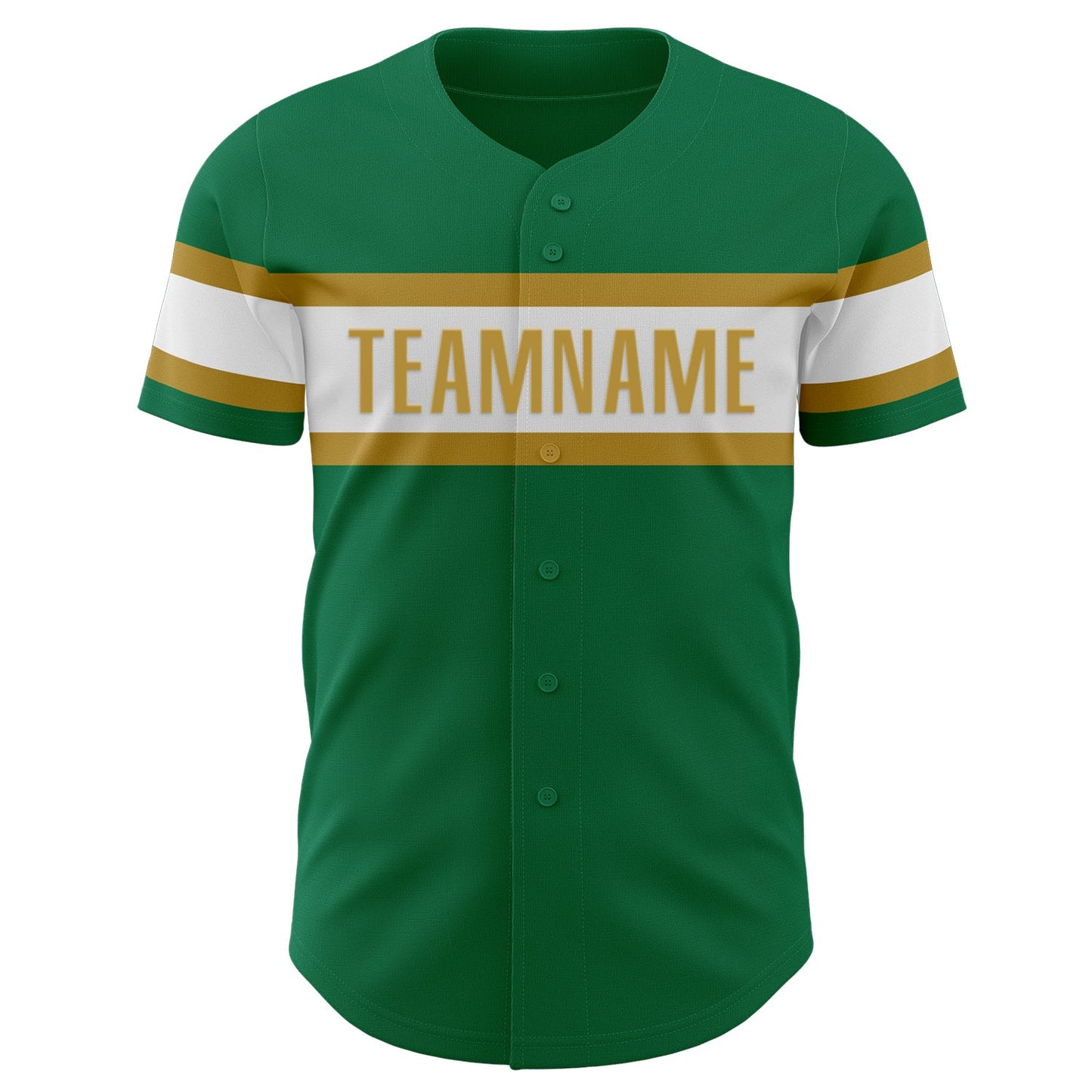 Custom Kelly Green White-Old Gold Authentic Baseball Jersey view 2