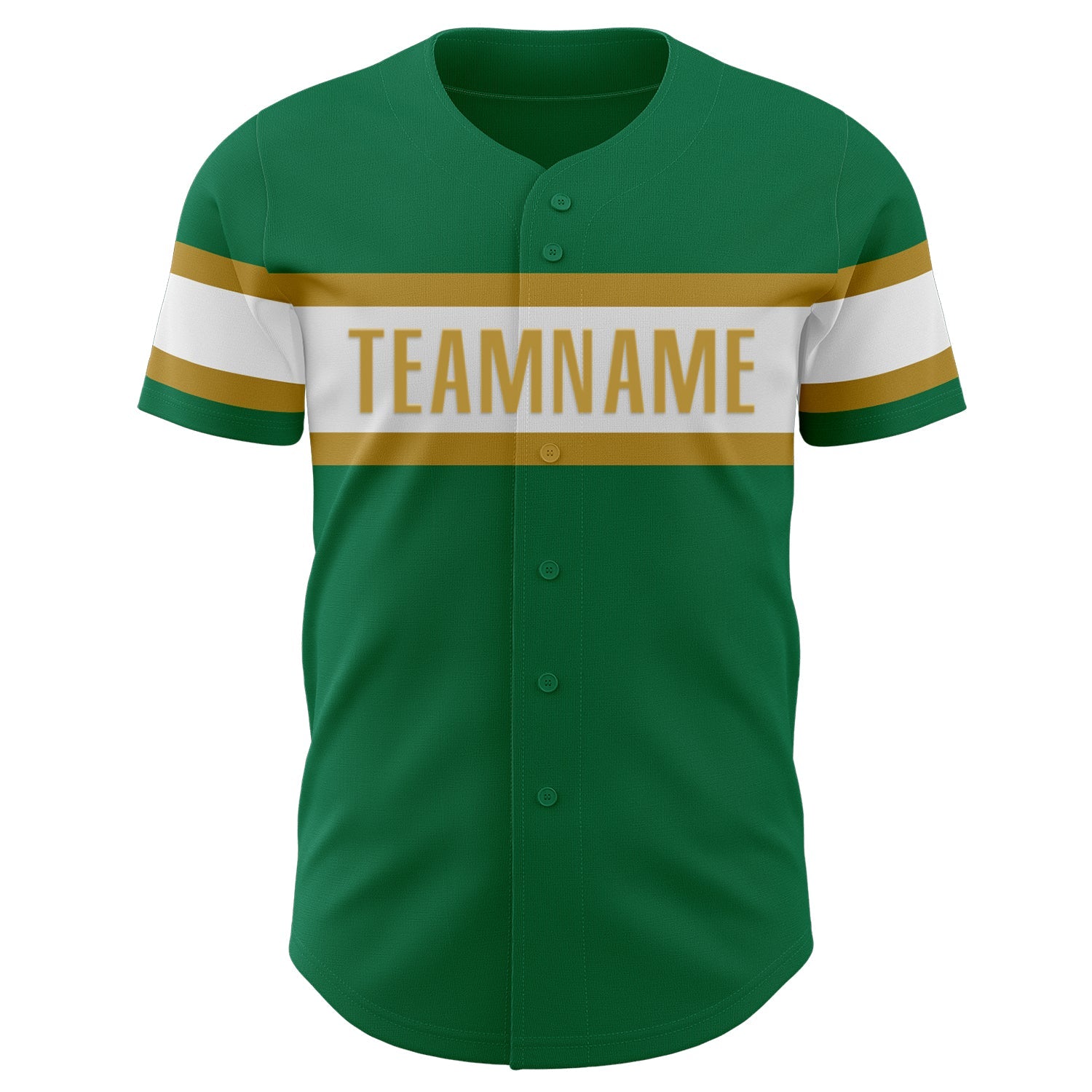 Custom Kelly Green White-Old Gold Authentic Baseball Jersey view 2