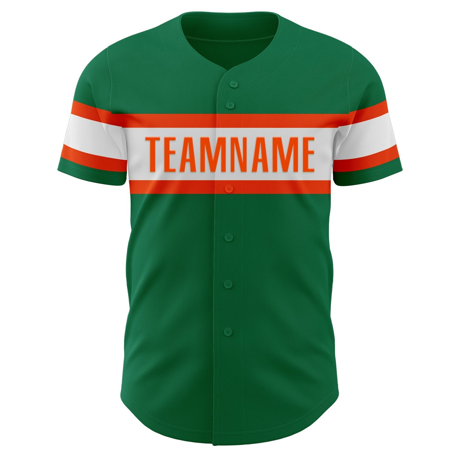 Custom Kelly Green White-Orange Authentic Baseball Jersey view 2