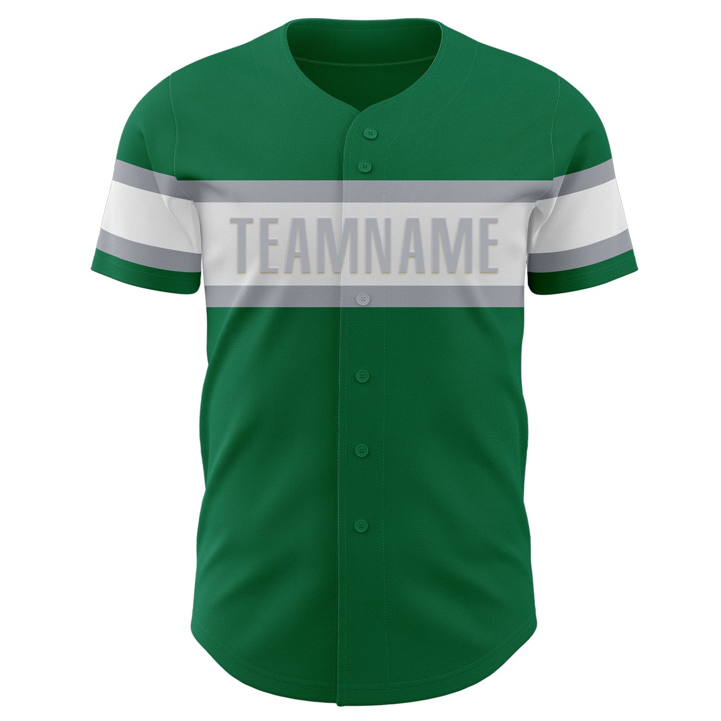 Custom Kelly Green White-Gray Authentic Baseball Jersey view 2