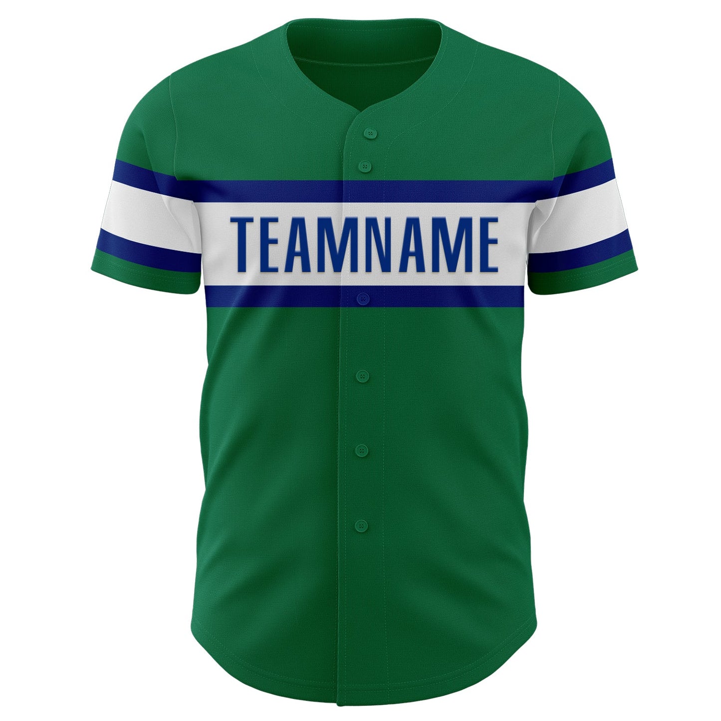Custom Kelly Green White-Royal Authentic Baseball Jersey view 2
