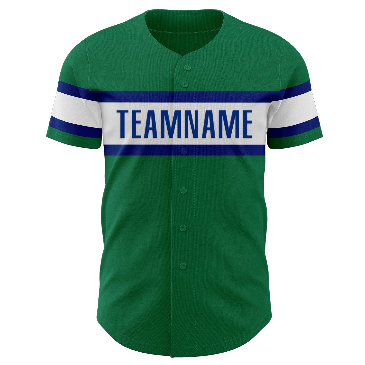 Custom Kelly Green White-Royal Authentic Baseball Jersey view 2