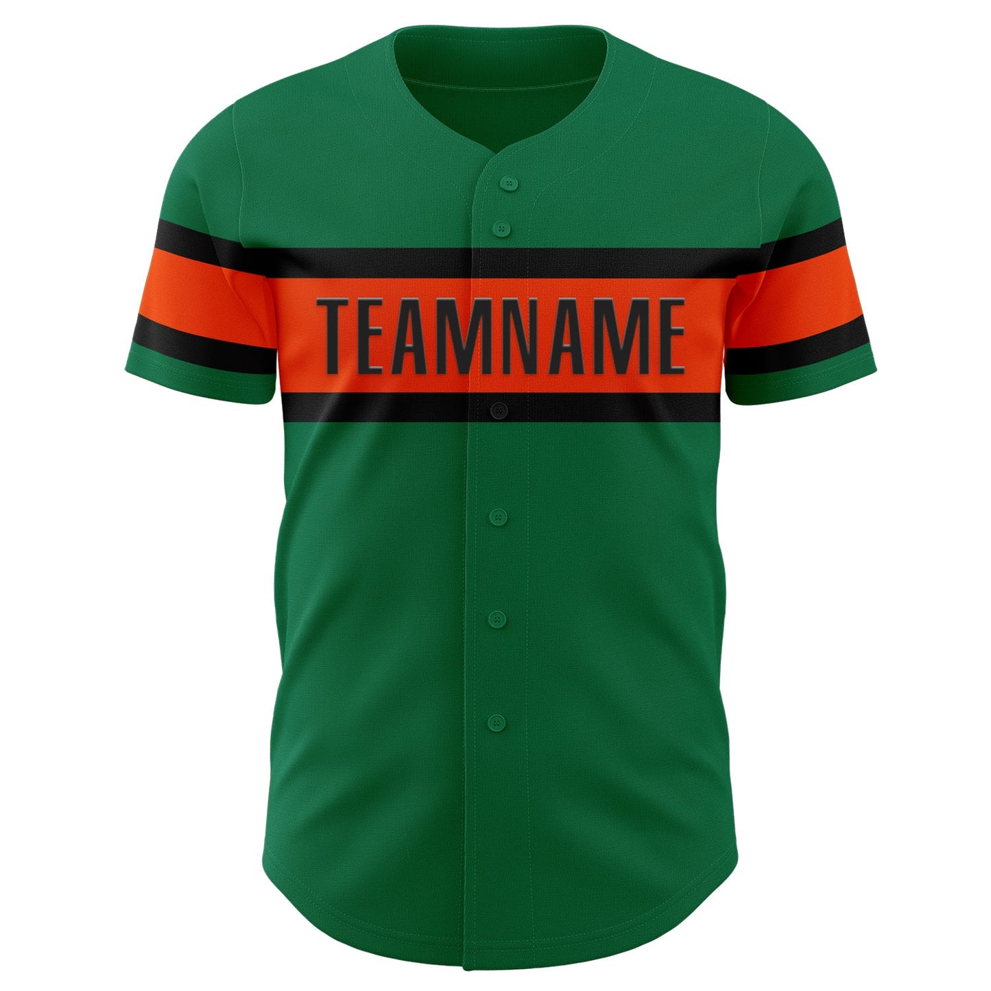 Custom Kelly Green Orange-Black Authentic Baseball Jersey view 2